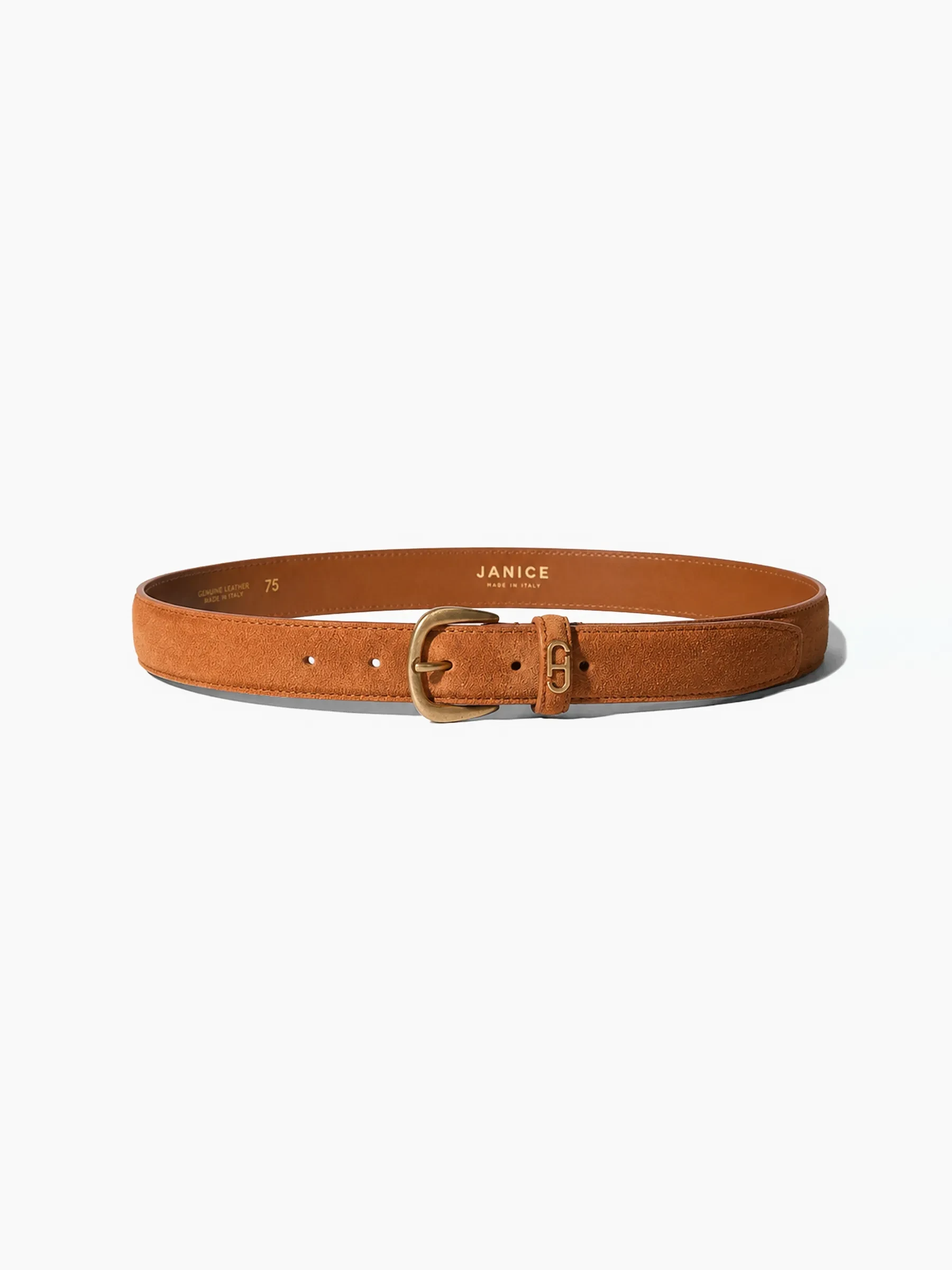 Riem Leer Dames Cognac Malone Brass Suede