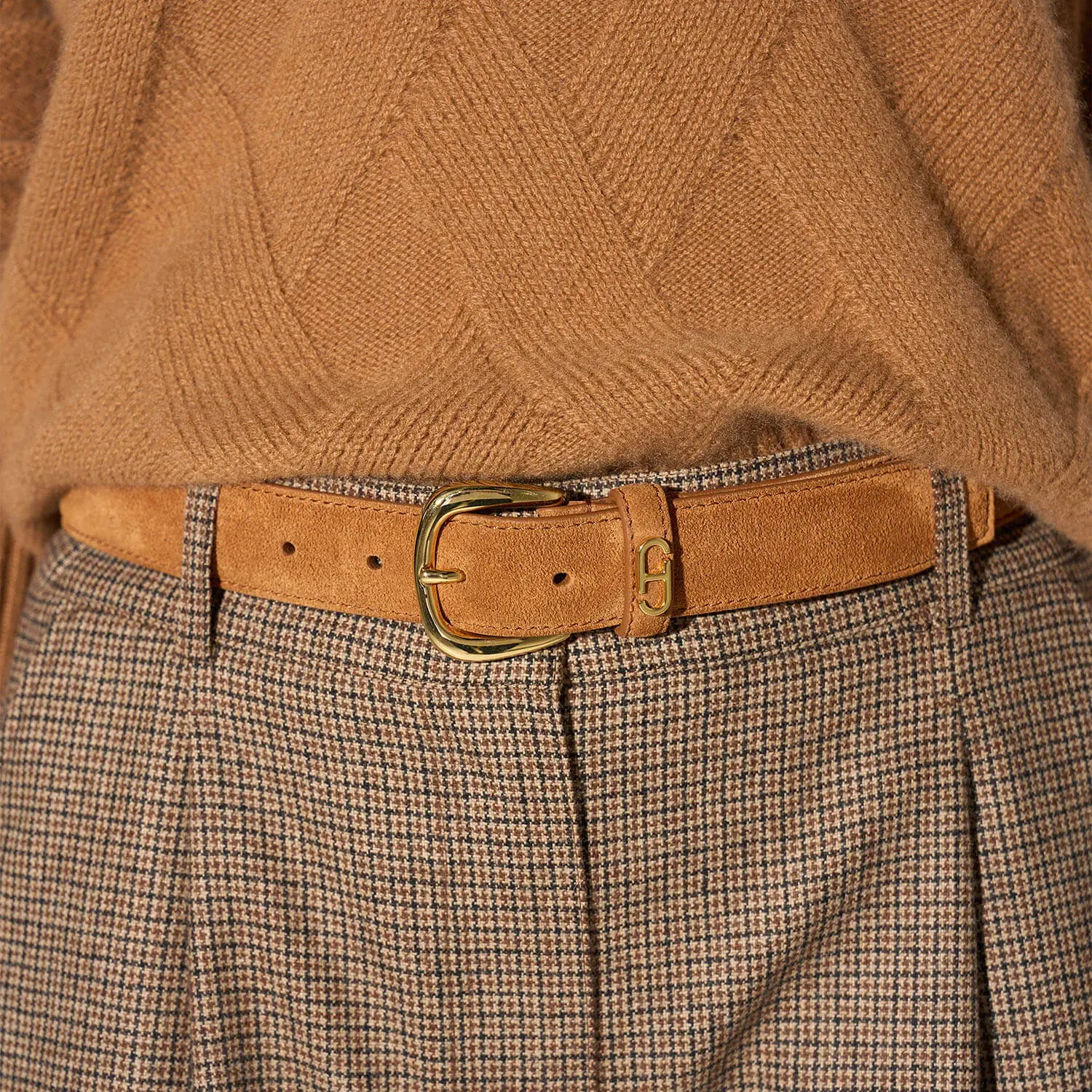 Riem Leer Dames Cognac Malone Goud Suede