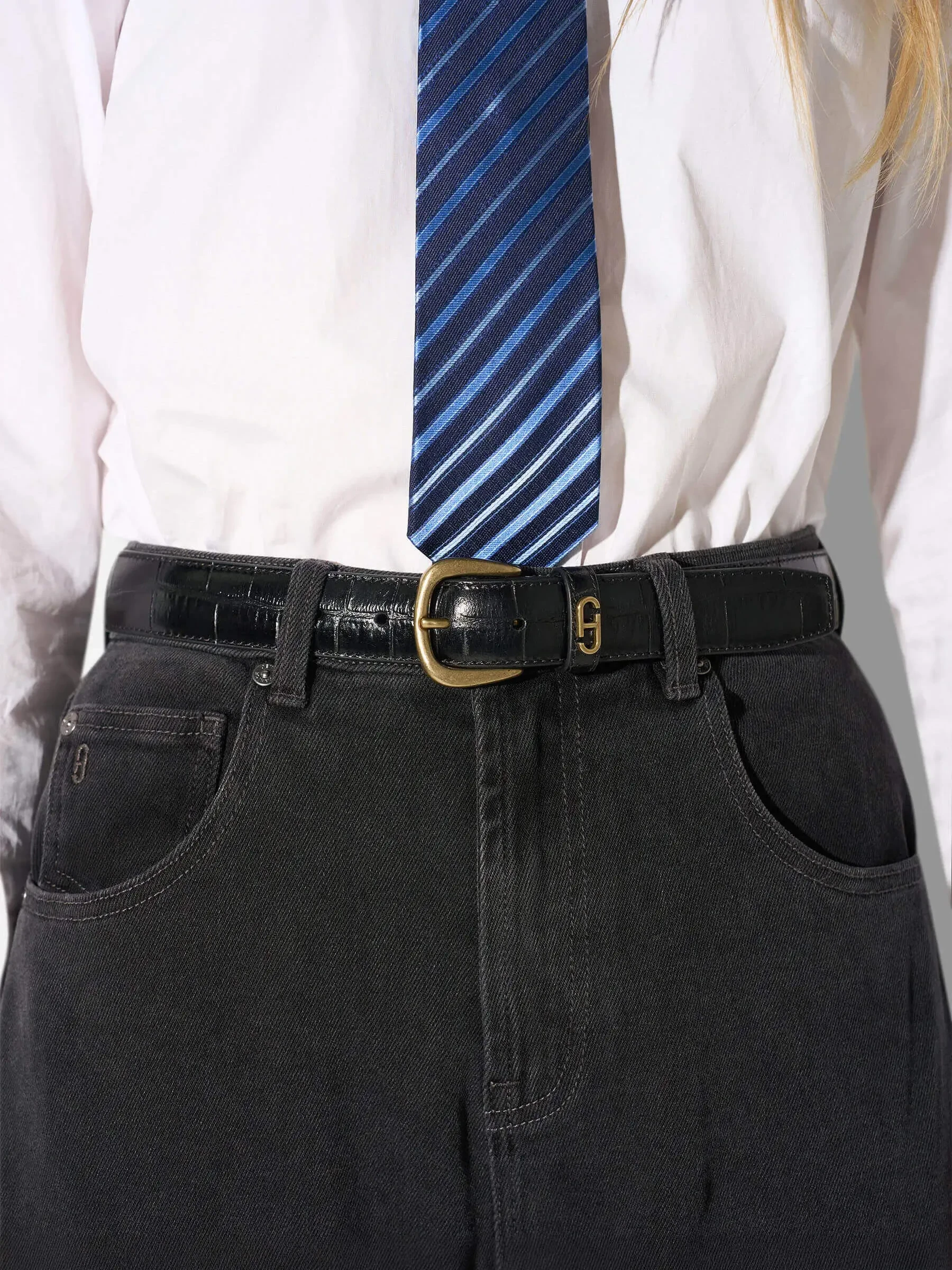 Riem Leer Dames Zwart Malone Brass Croco