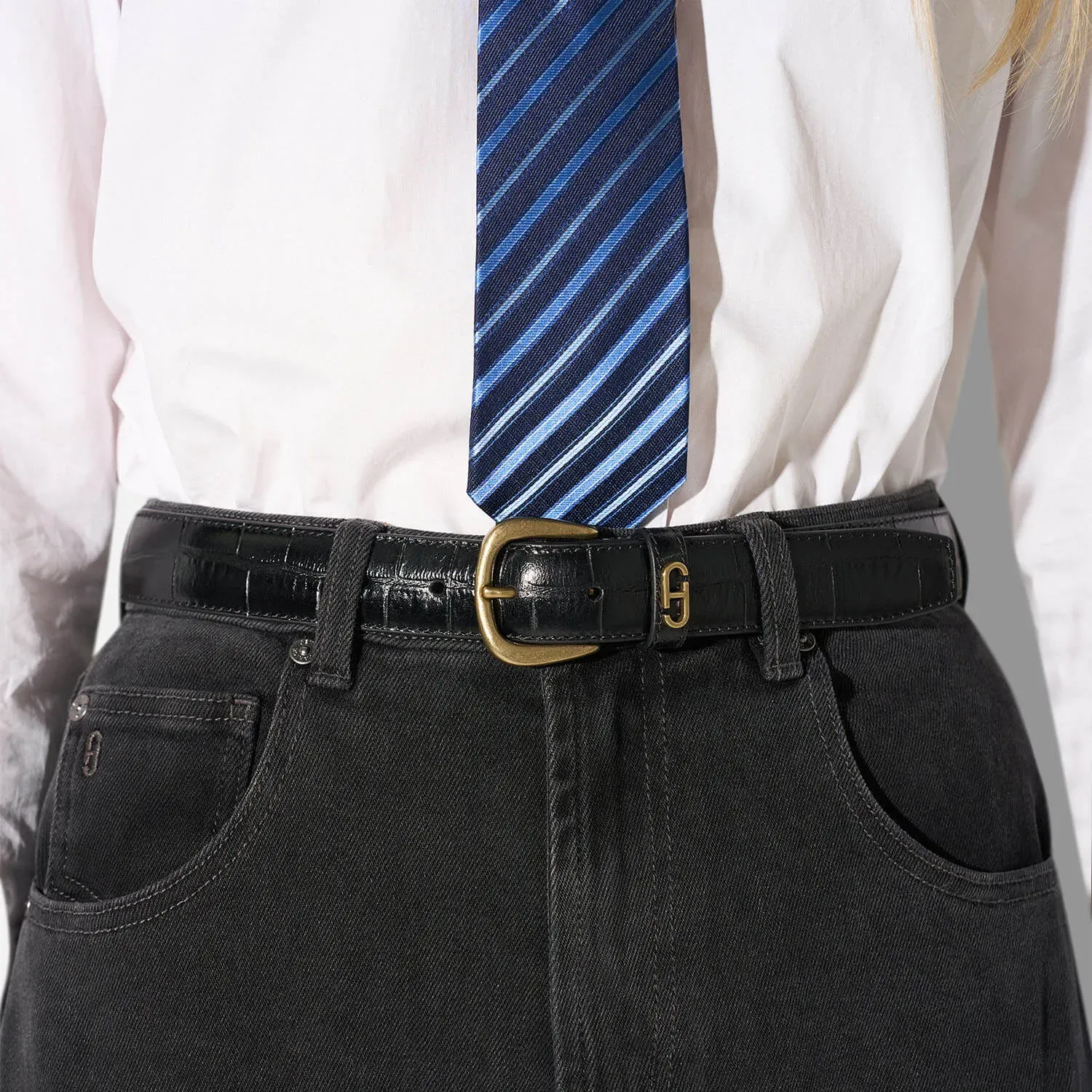 Riem Leer Dames Zwart Malone Brass Croco