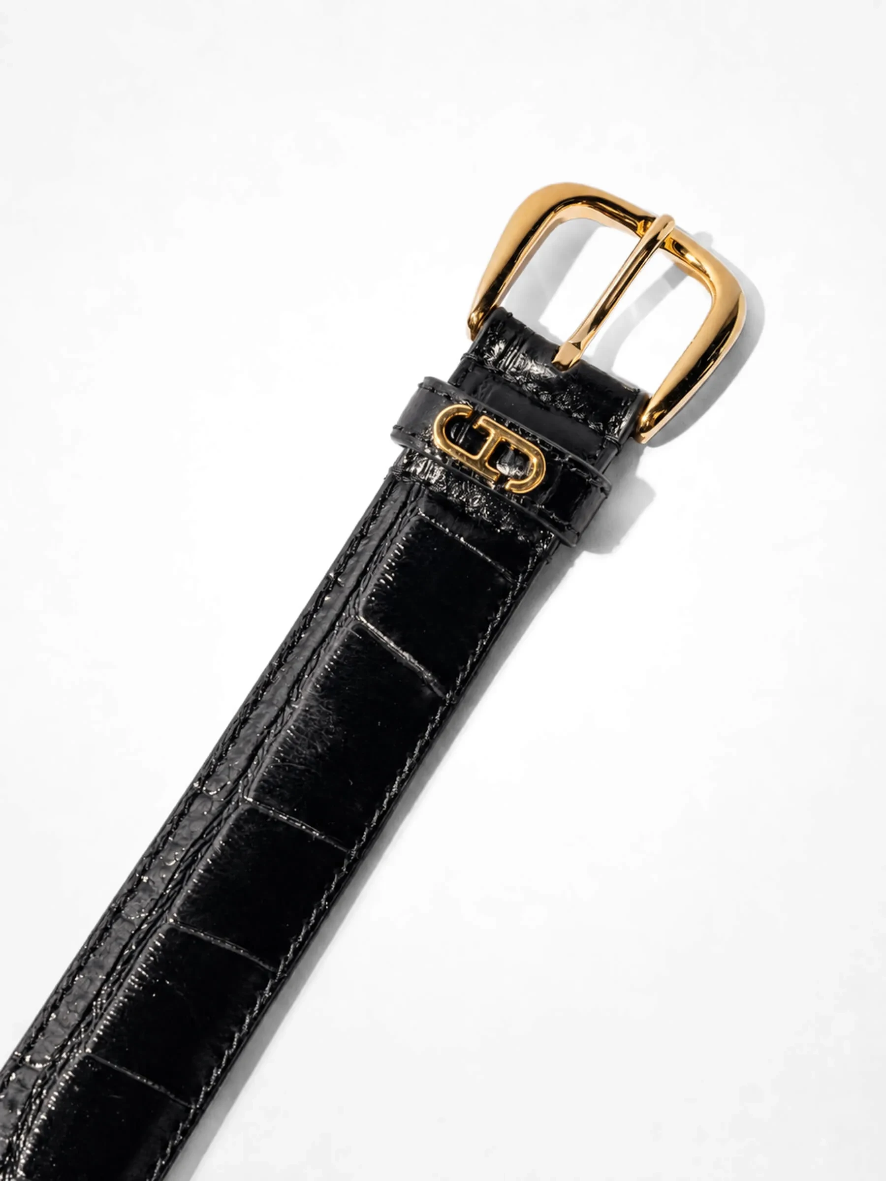 Riem Leer Dames Zwart Malone Goud Croco