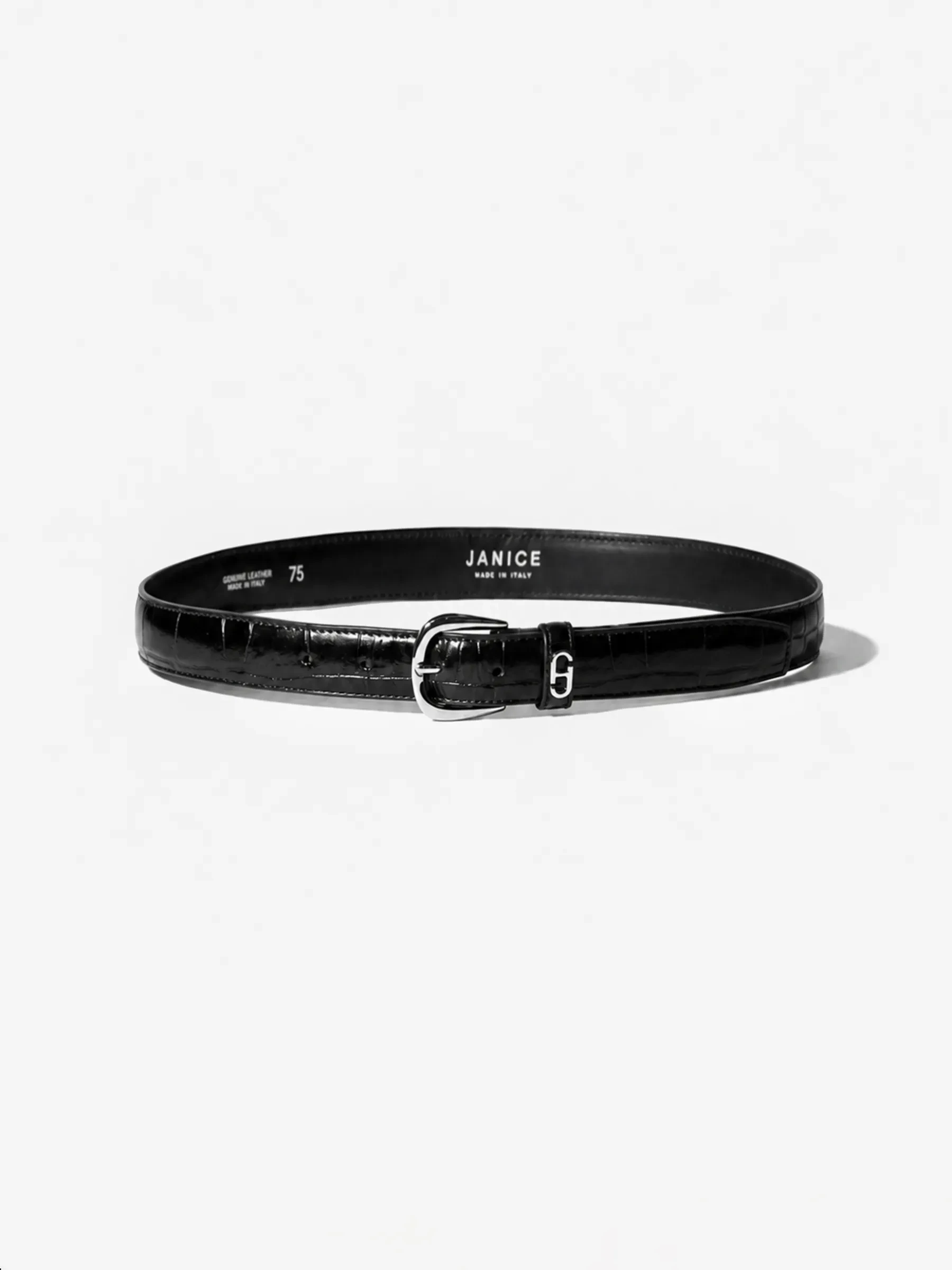 Riem Leer Dames Zwart Malone Zilver Croco