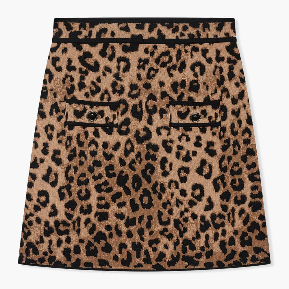 Rokje Gebreid Stretch Viscose Rodger Panterprint