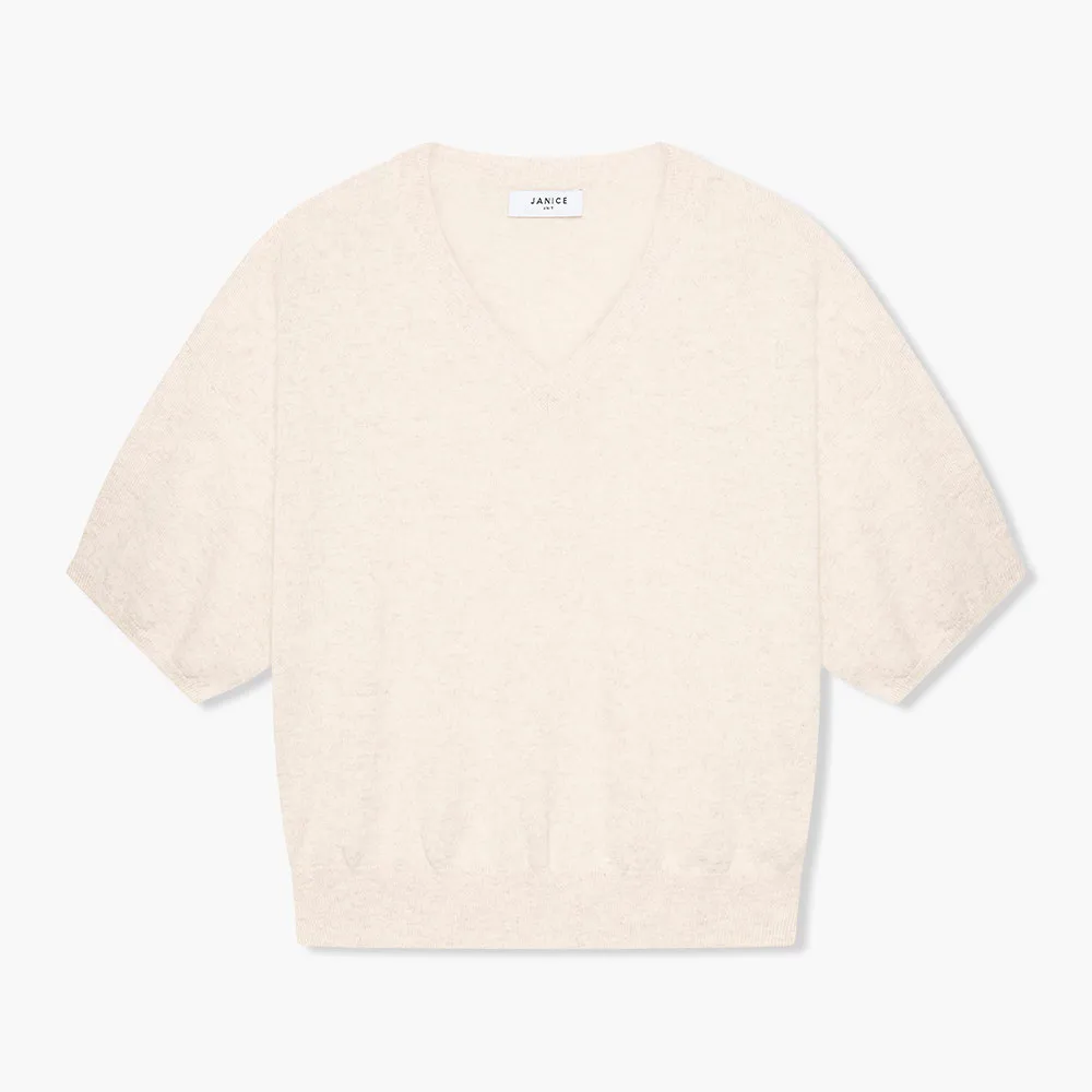 Cashmere Trui Dames Korte Mouw Romeo Off White