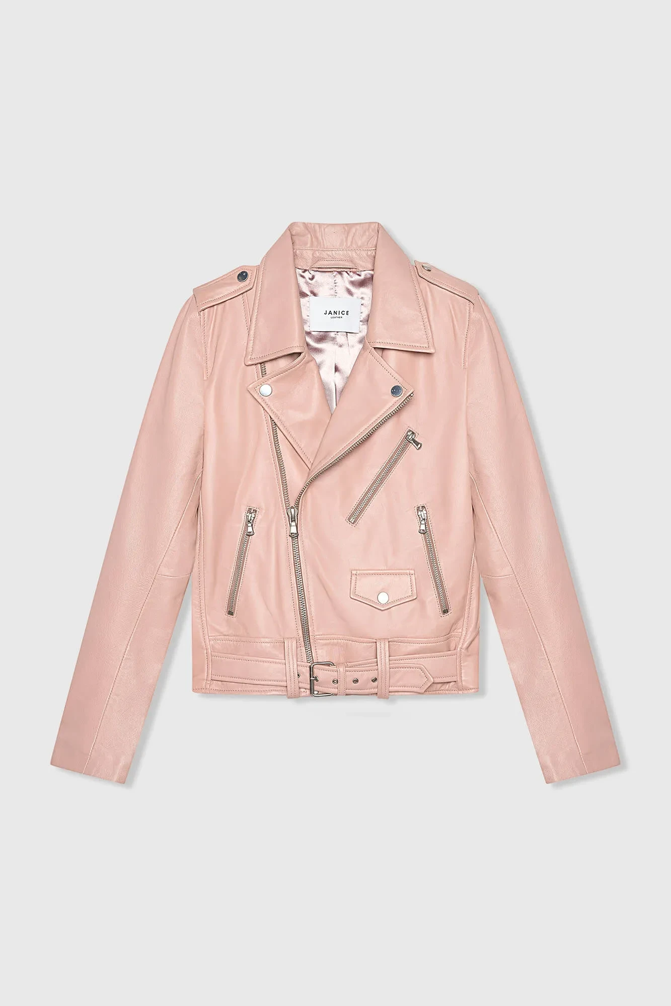 Roze Leren Biker Jack Burke