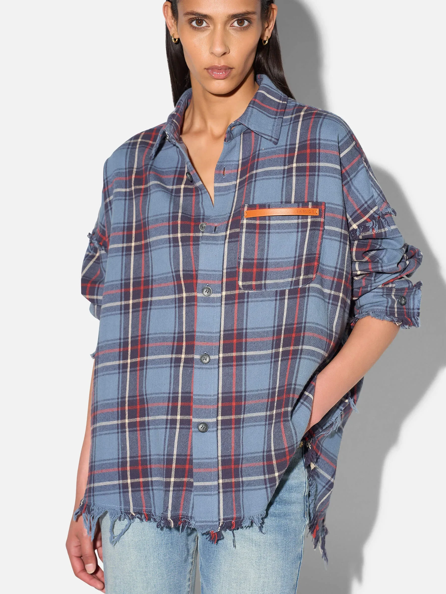 Ruiten Dames Blouse Katoen Darter Blauw
