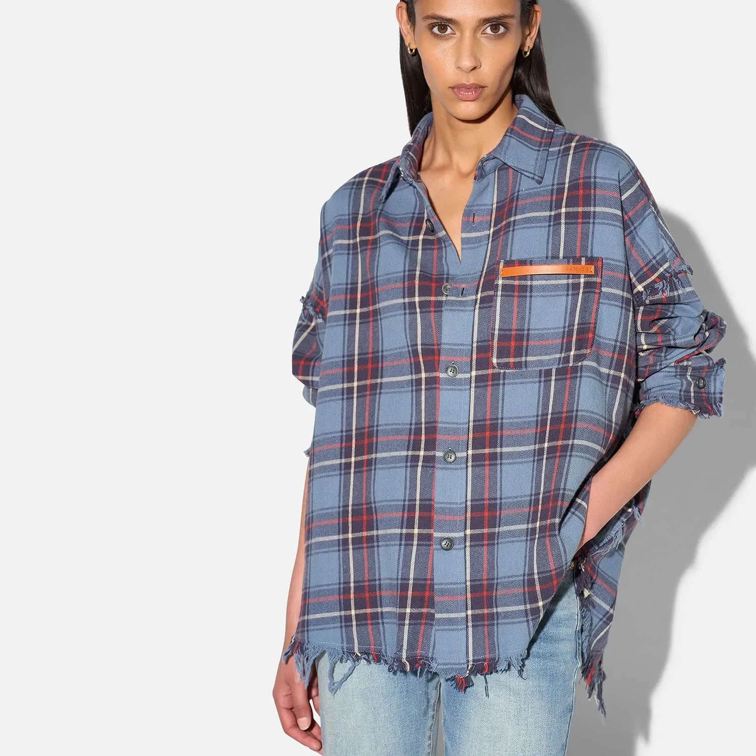 Ruiten Dames Blouse Katoen Darter Blauw