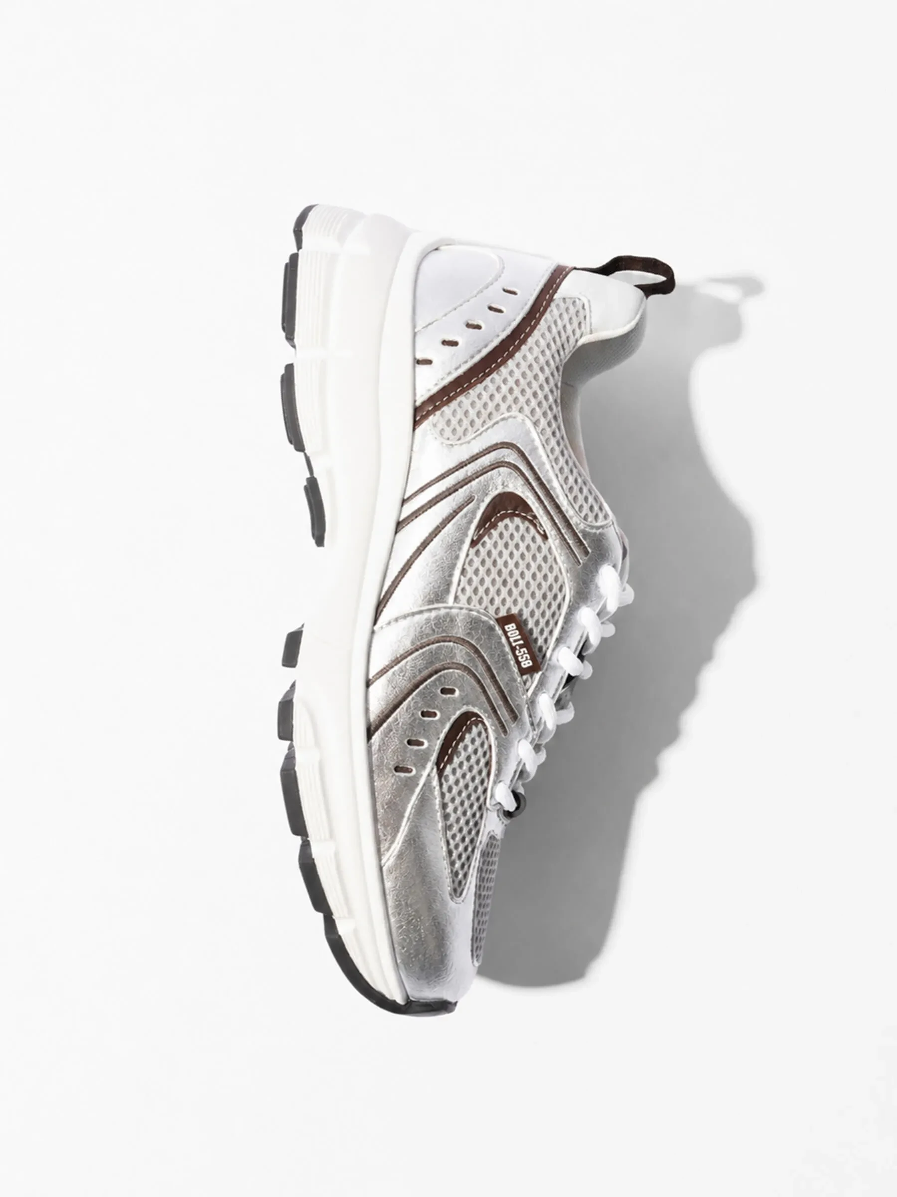 Runner Sneakers Dames Bolt Bruin Zilver 559