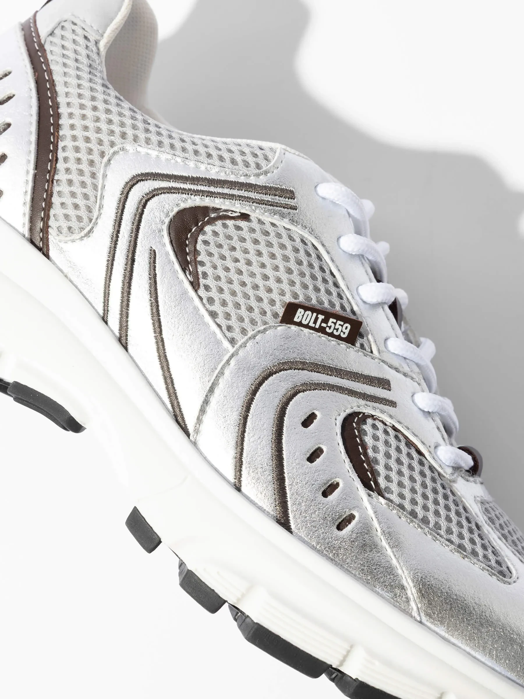 Runner Sneakers Dames Bolt Bruin Zilver 559
