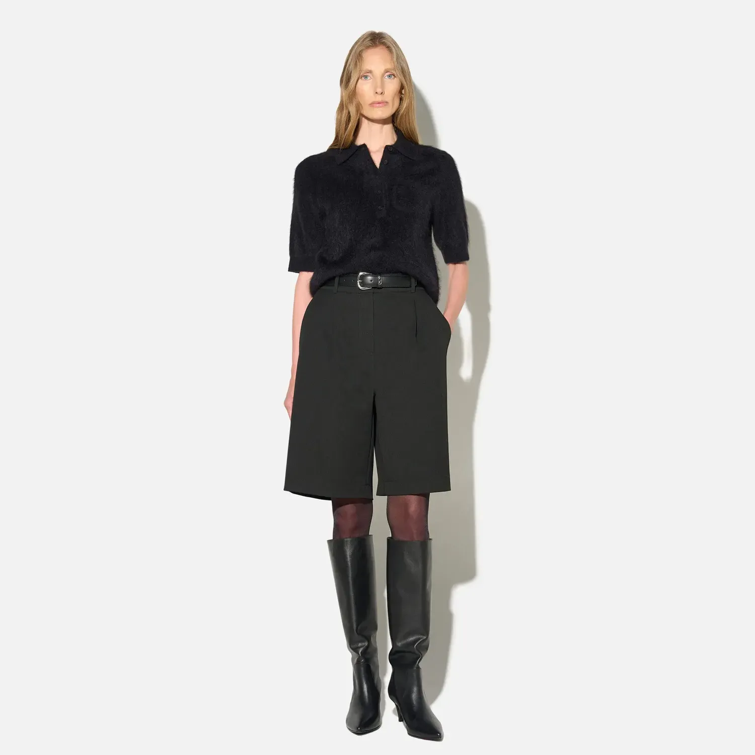 Leren Short Dames Steekzakken Lou Zwart