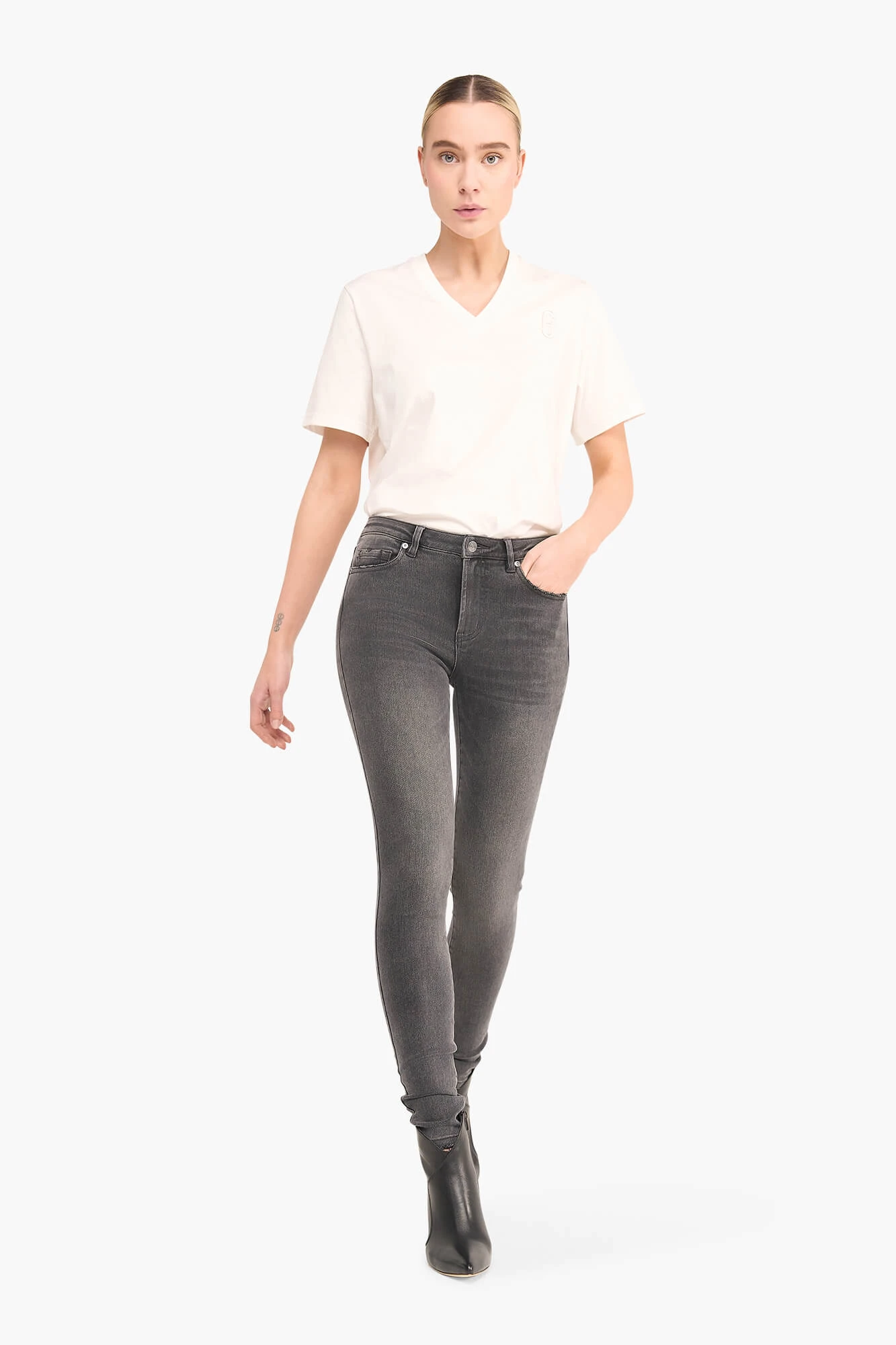 Skinny Jeans Dames Highwaist Rocket Grijs 415