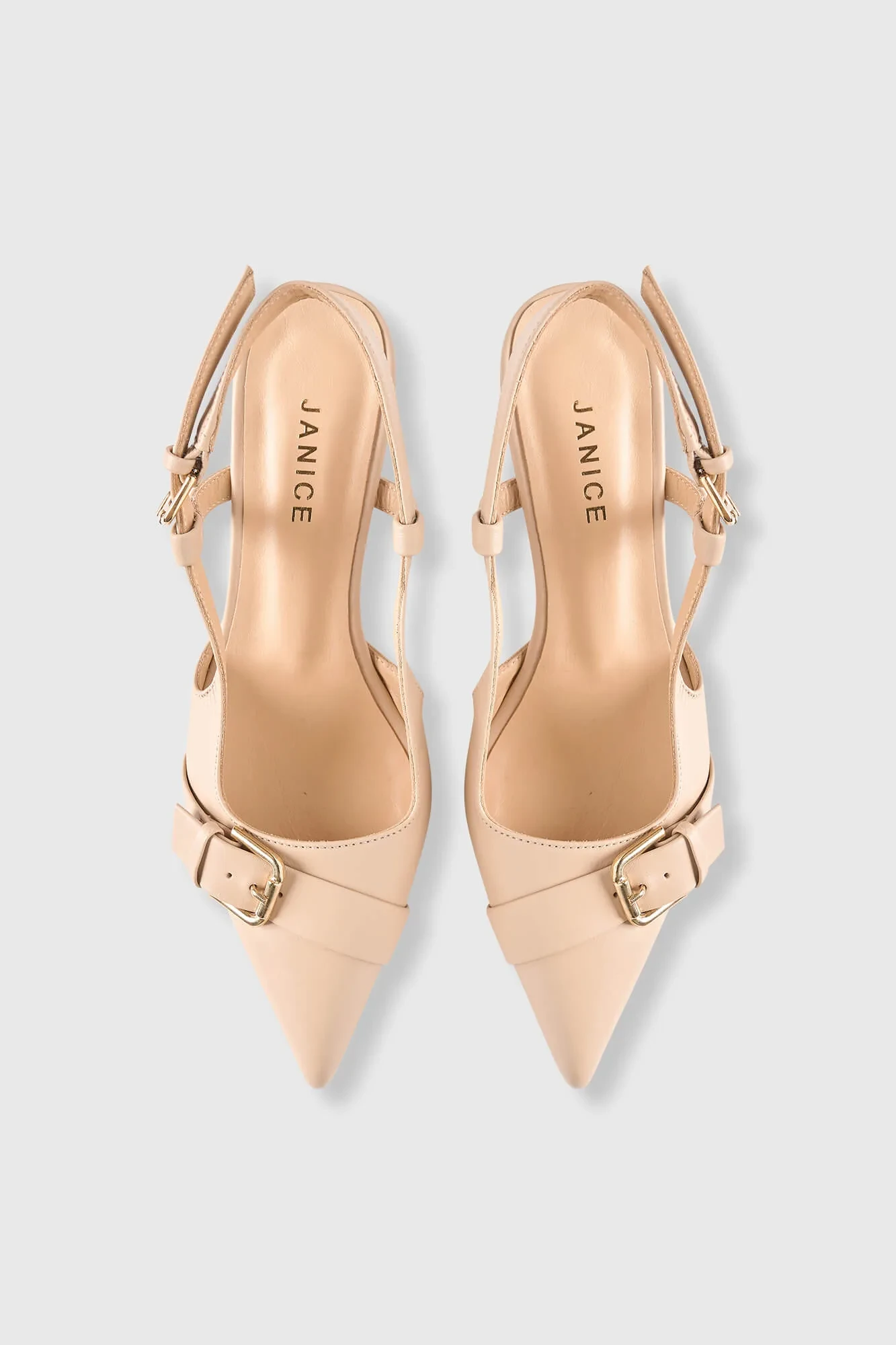 Slingbacks Dames Leer Hakje Beige Elio