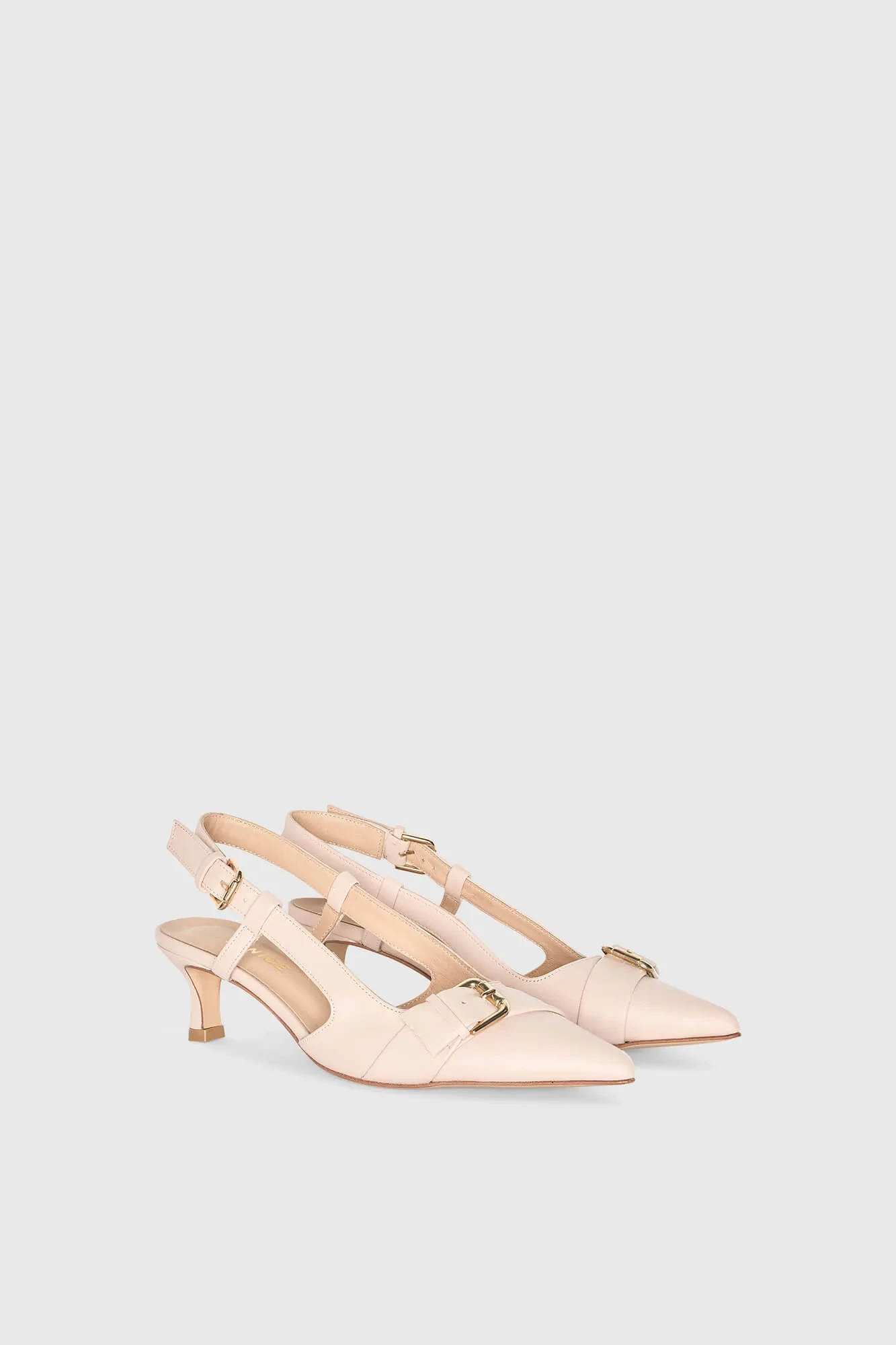 Slingbacks Dames Leer Hakje Beige Elio