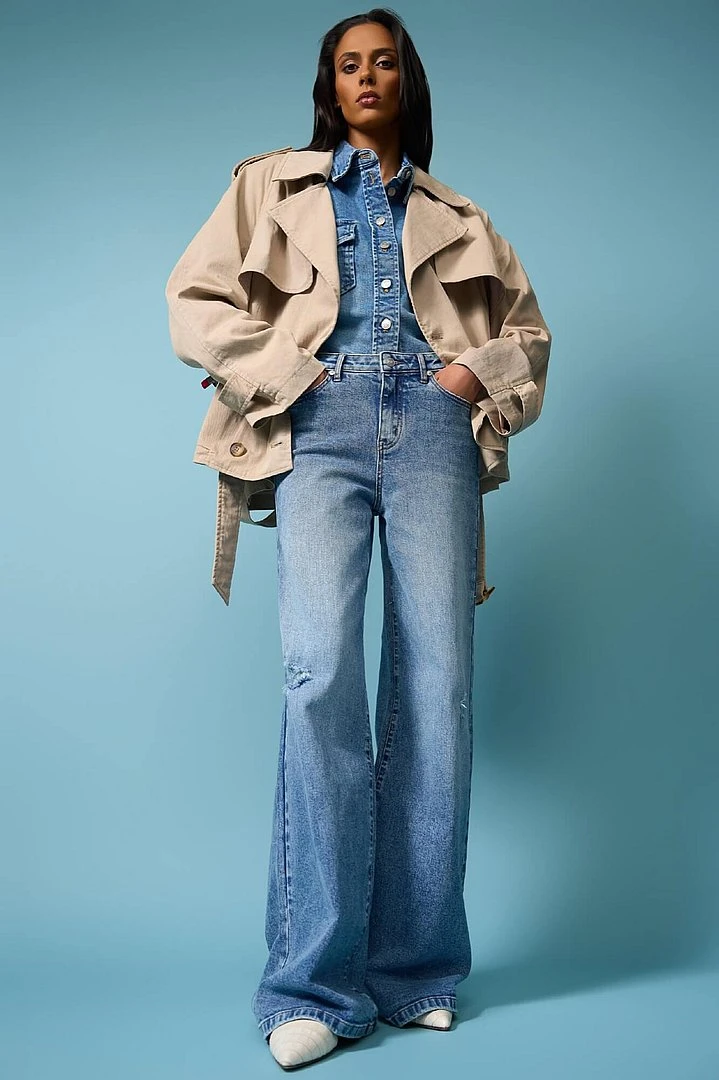 Beige Korte Trenchcoat Cayden
