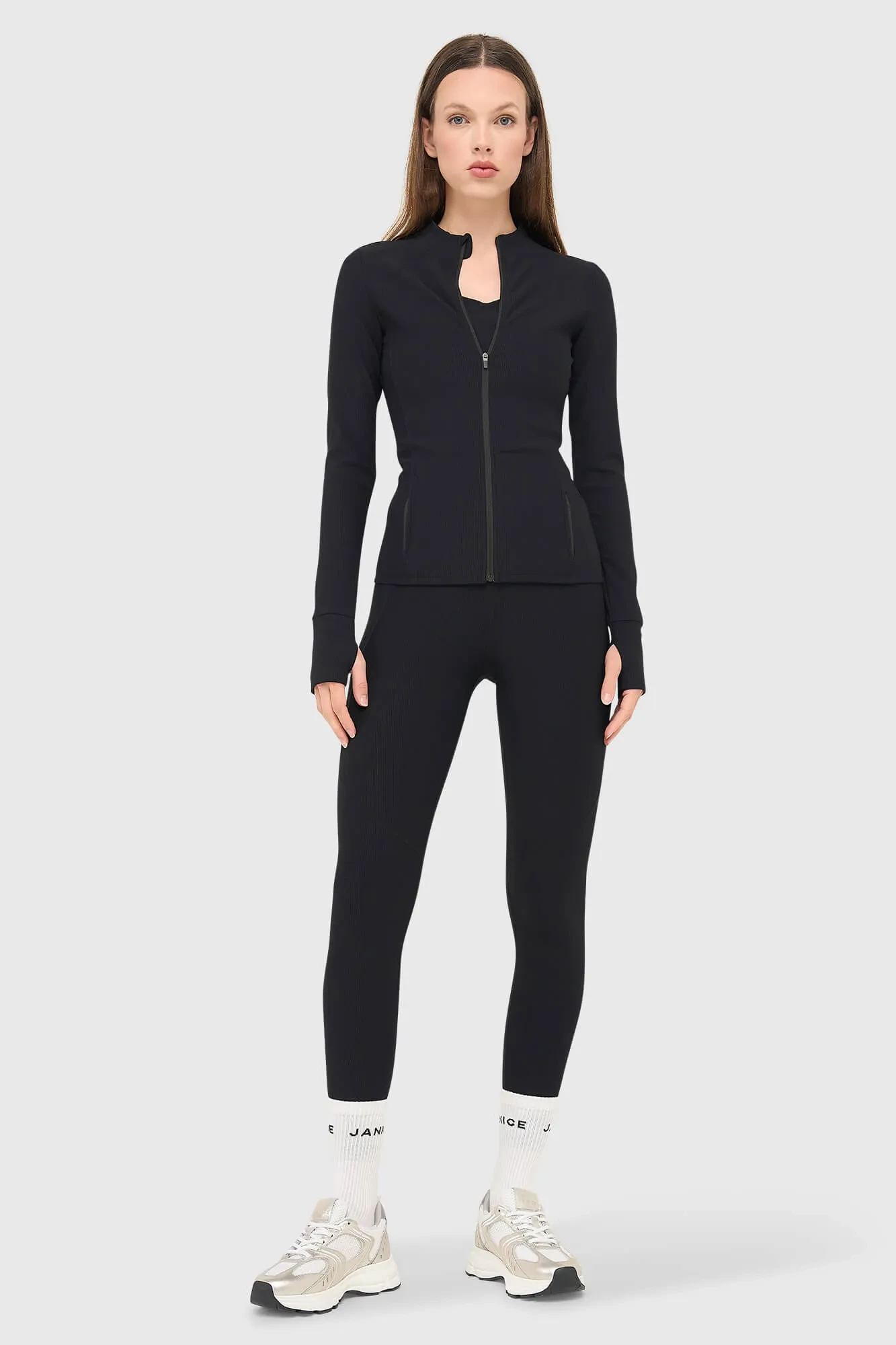 Sport Vest Jasje Dames Zwart Rib Texas