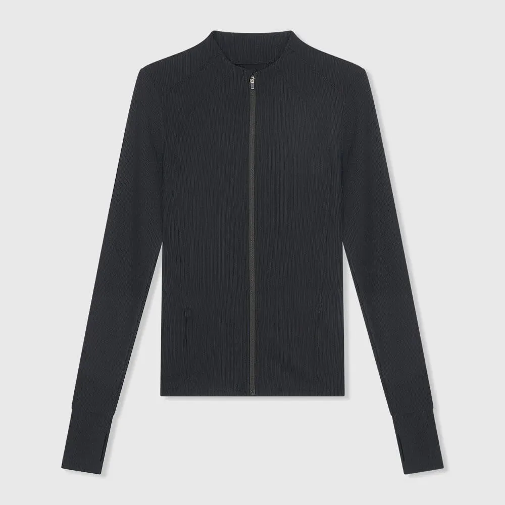 Sport Vest Jasje Dames Zwart Rib Texas
