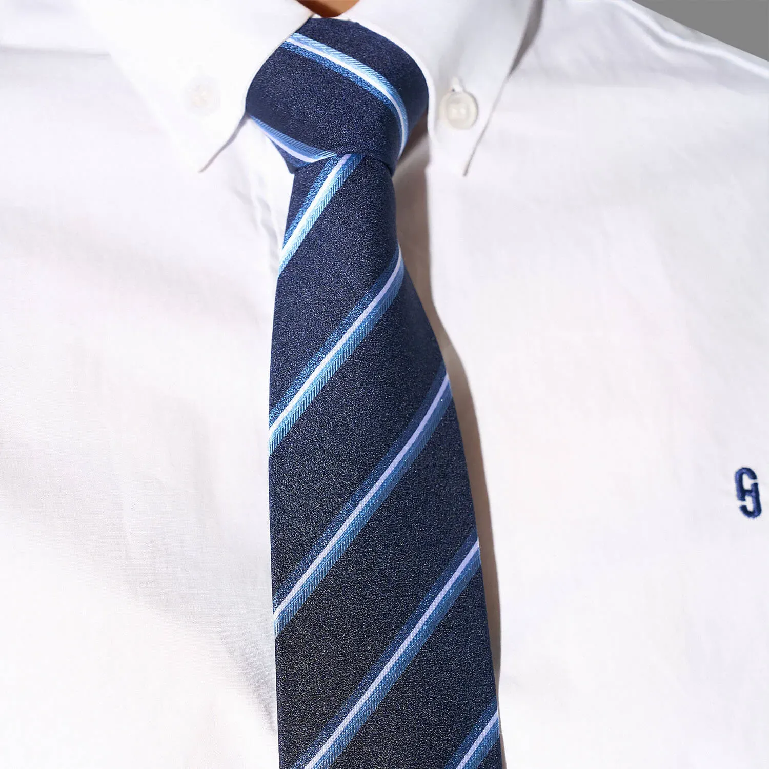 Stropdas Zijde Donker Blauw Strepen Sir