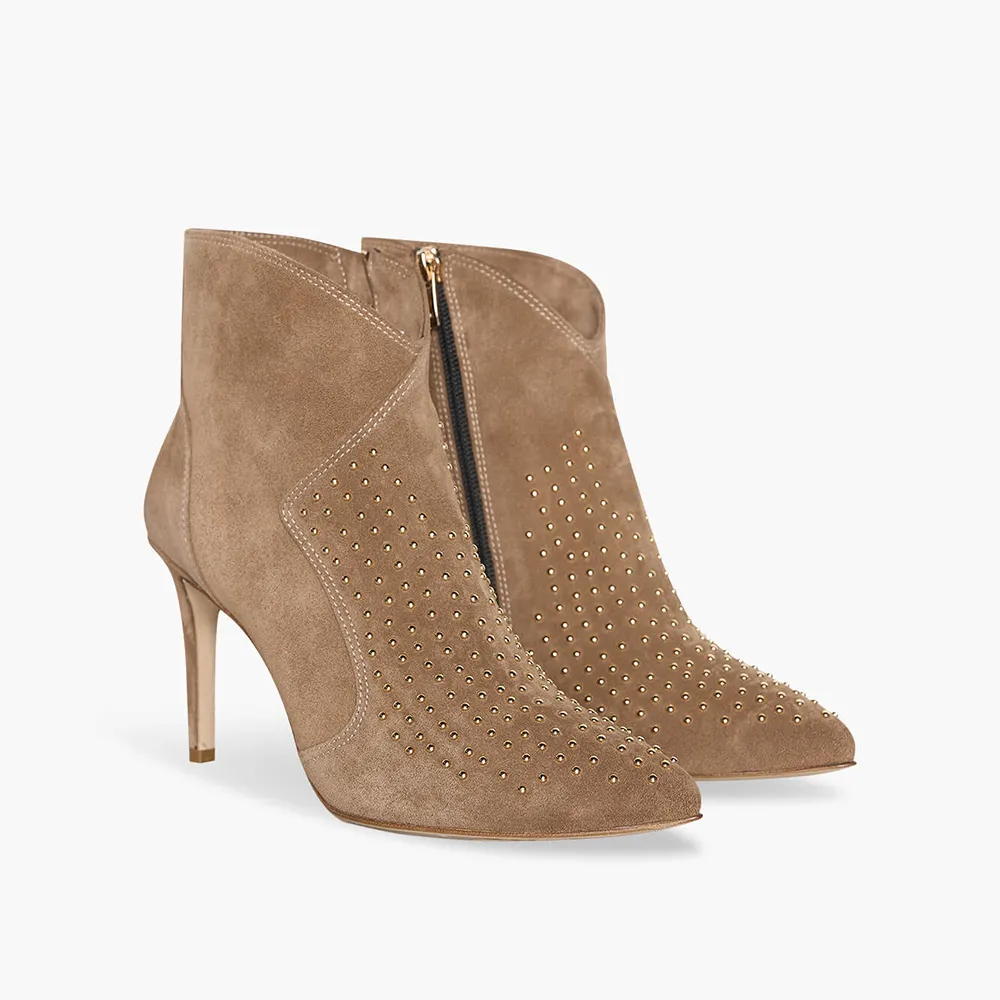 Laarsje Dames Suede Studs Stewart Cognac