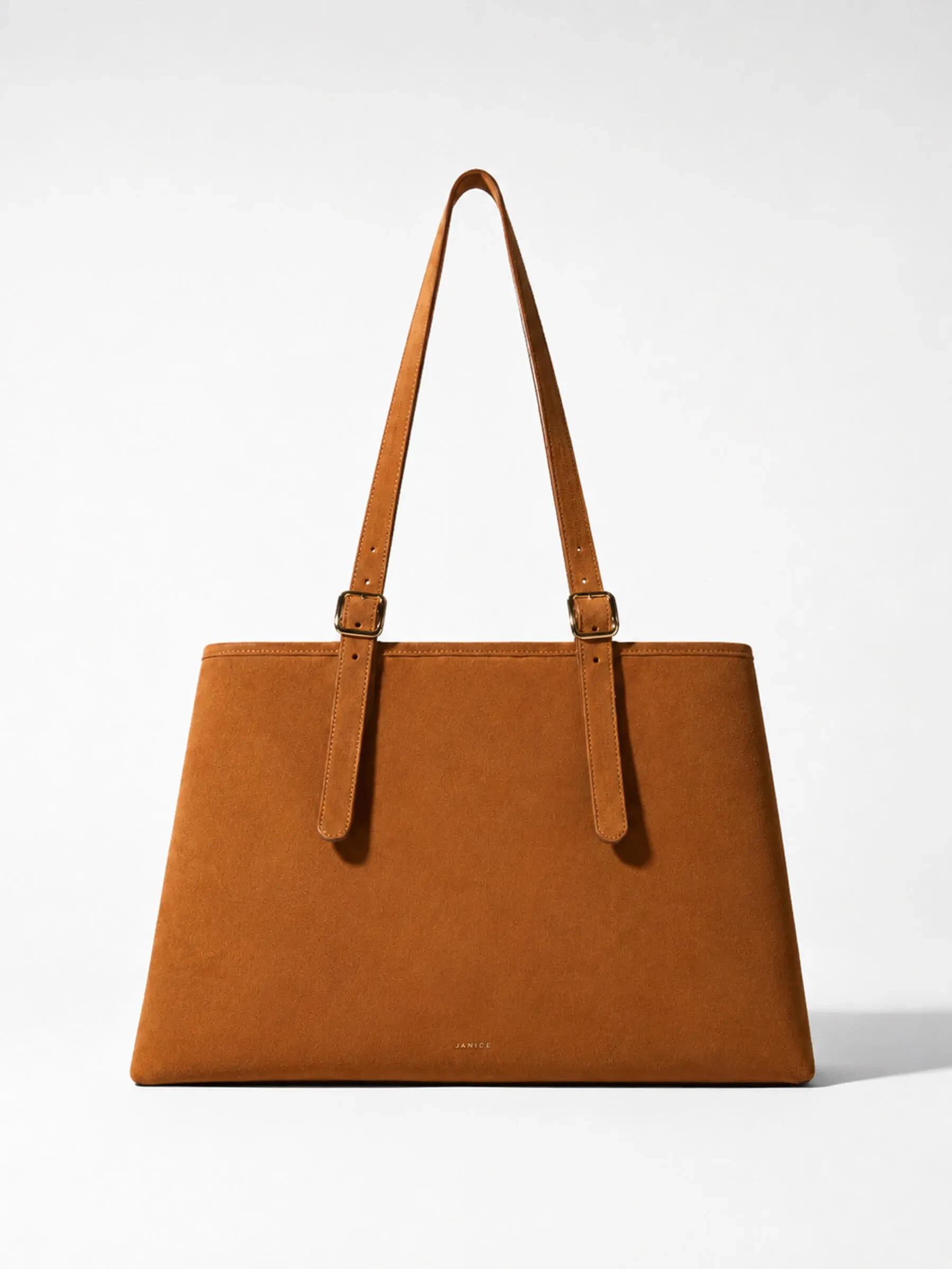 Suede Leren Dames Handtas Shopper Harper Cognac