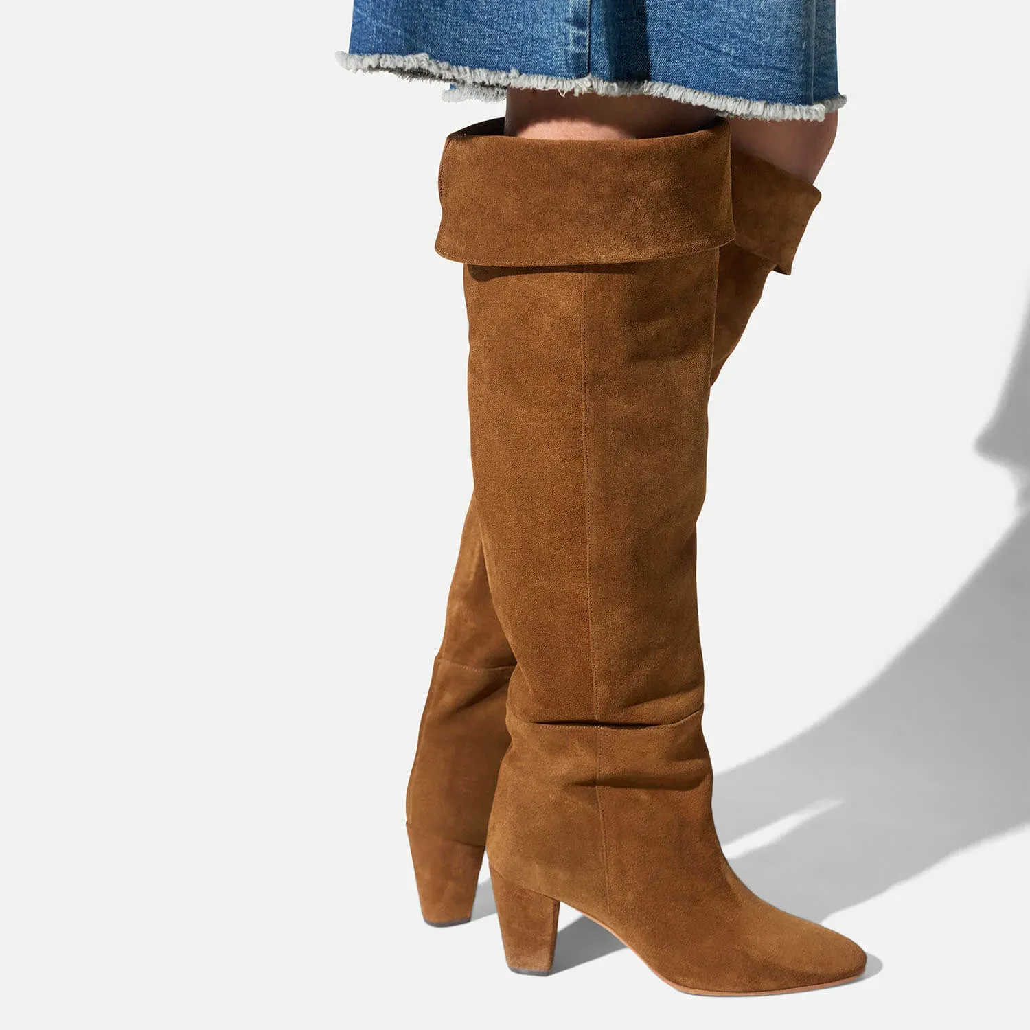 Suede Overknee Laarzen Cody Cognac