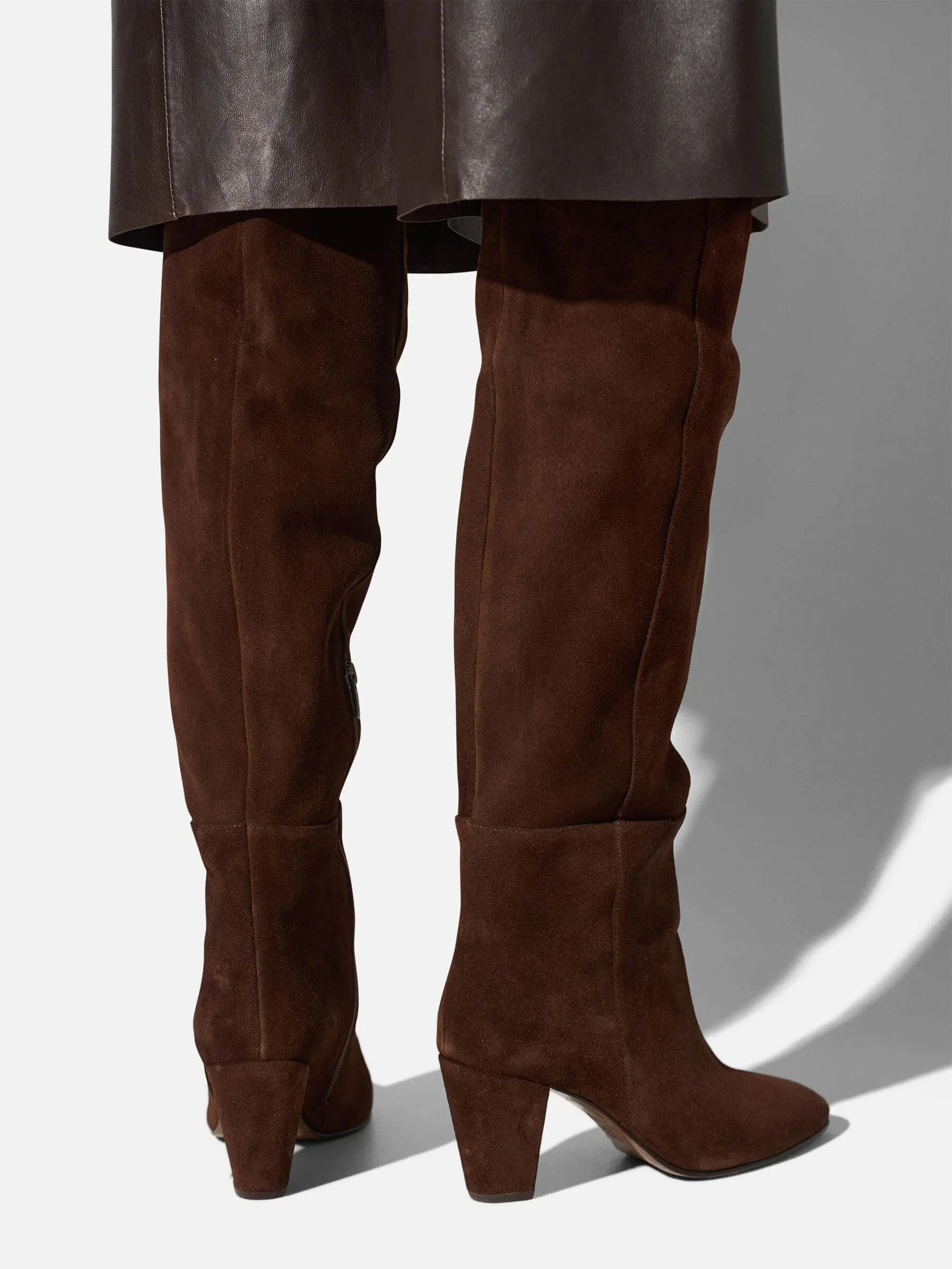 Suede Overknee Laarzen Cody Donker Bruin