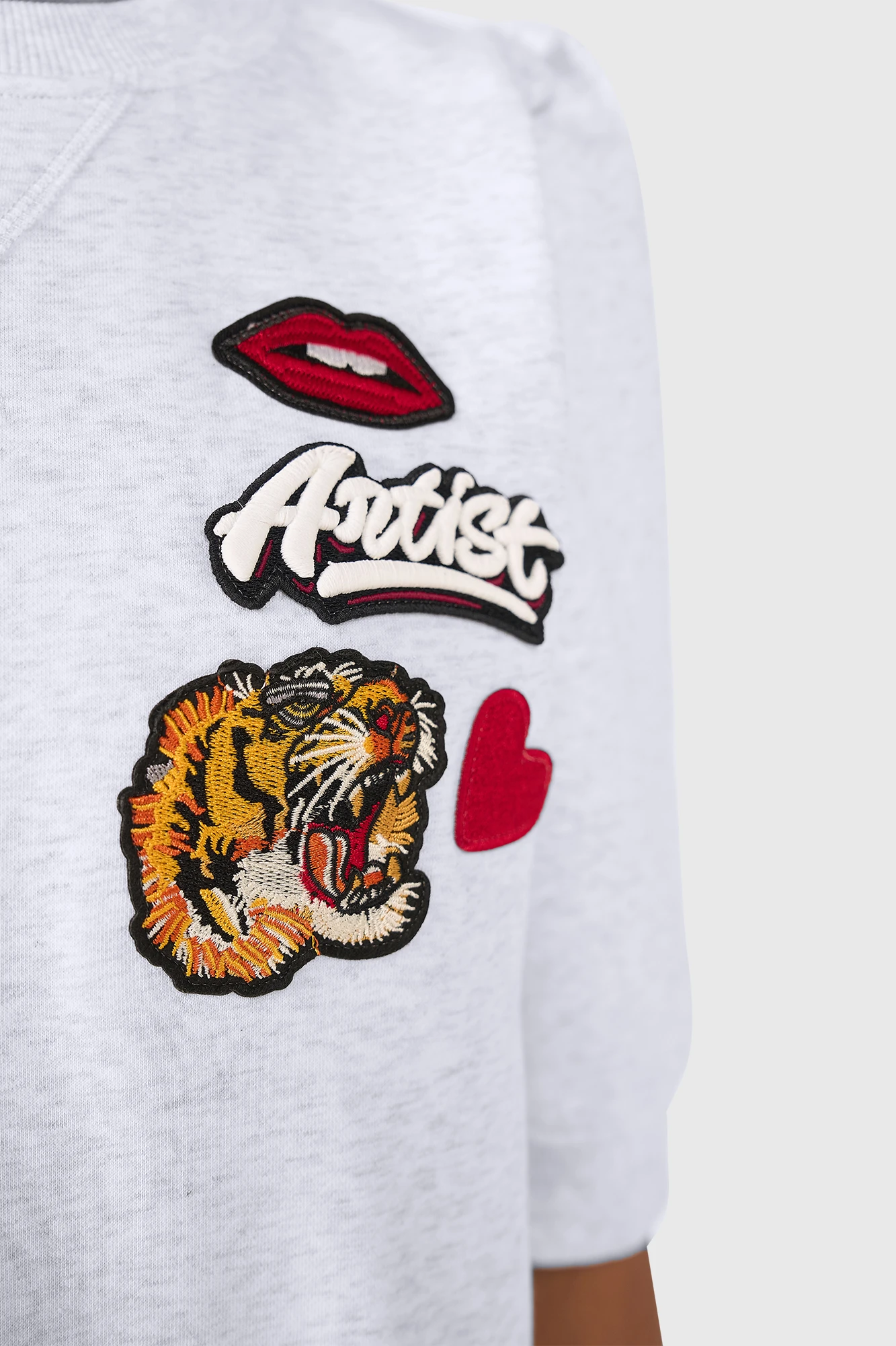 Frank Sweater Licht Grijs Patches