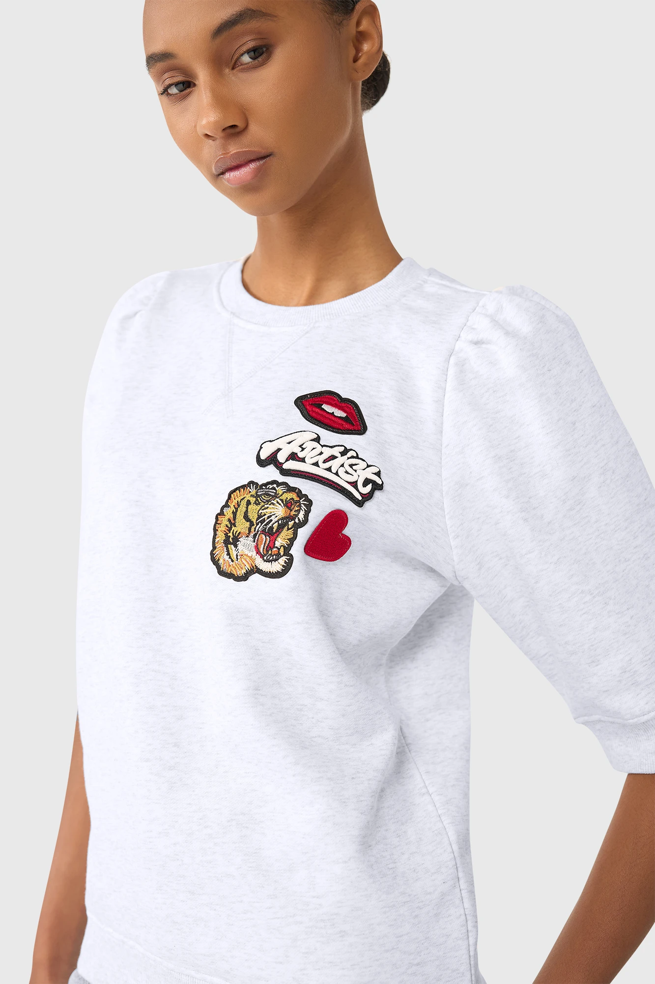 Frank Sweater Licht Grijs Patches