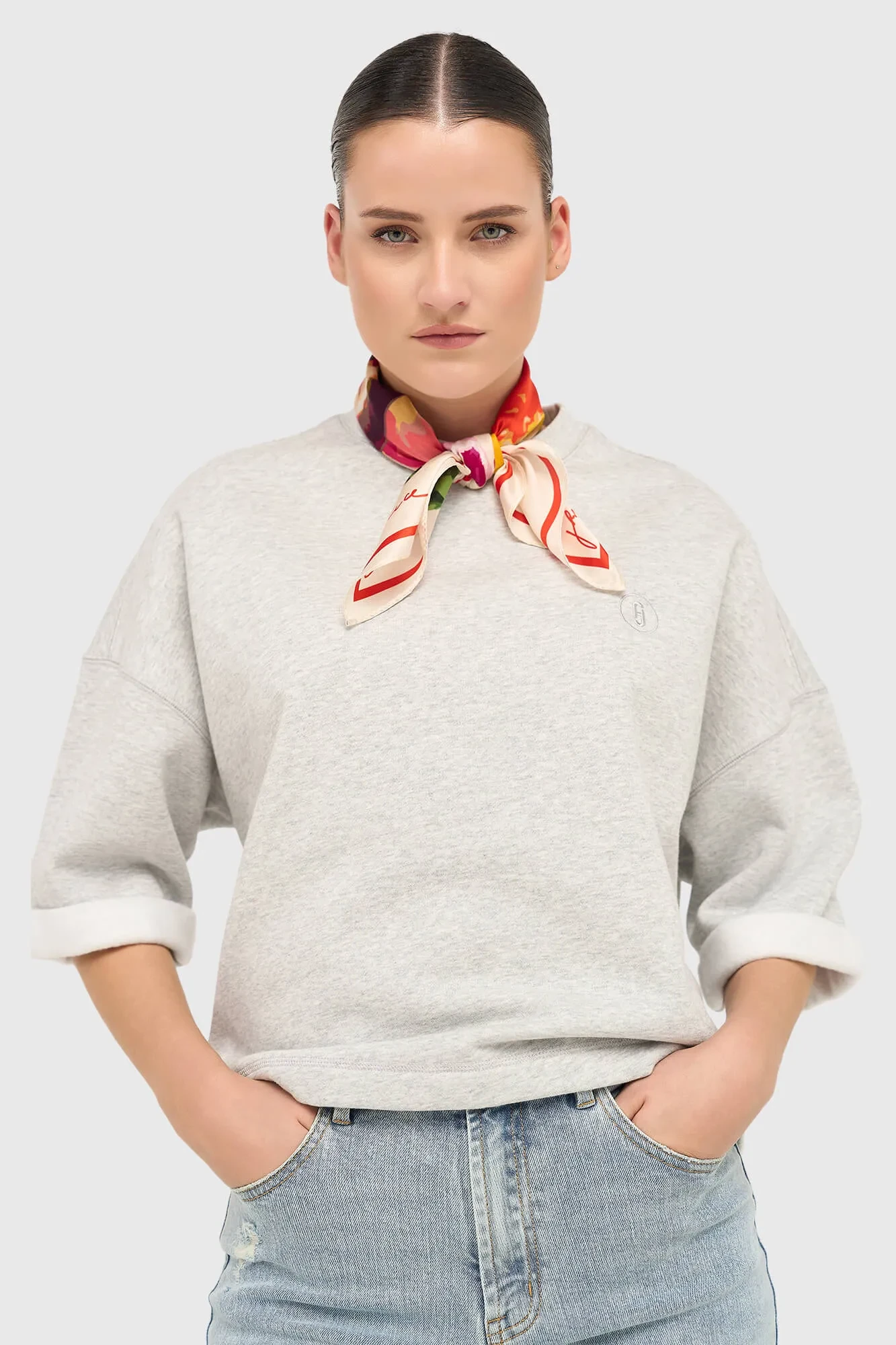 Sweater Dames Katoen Grijs Aiden