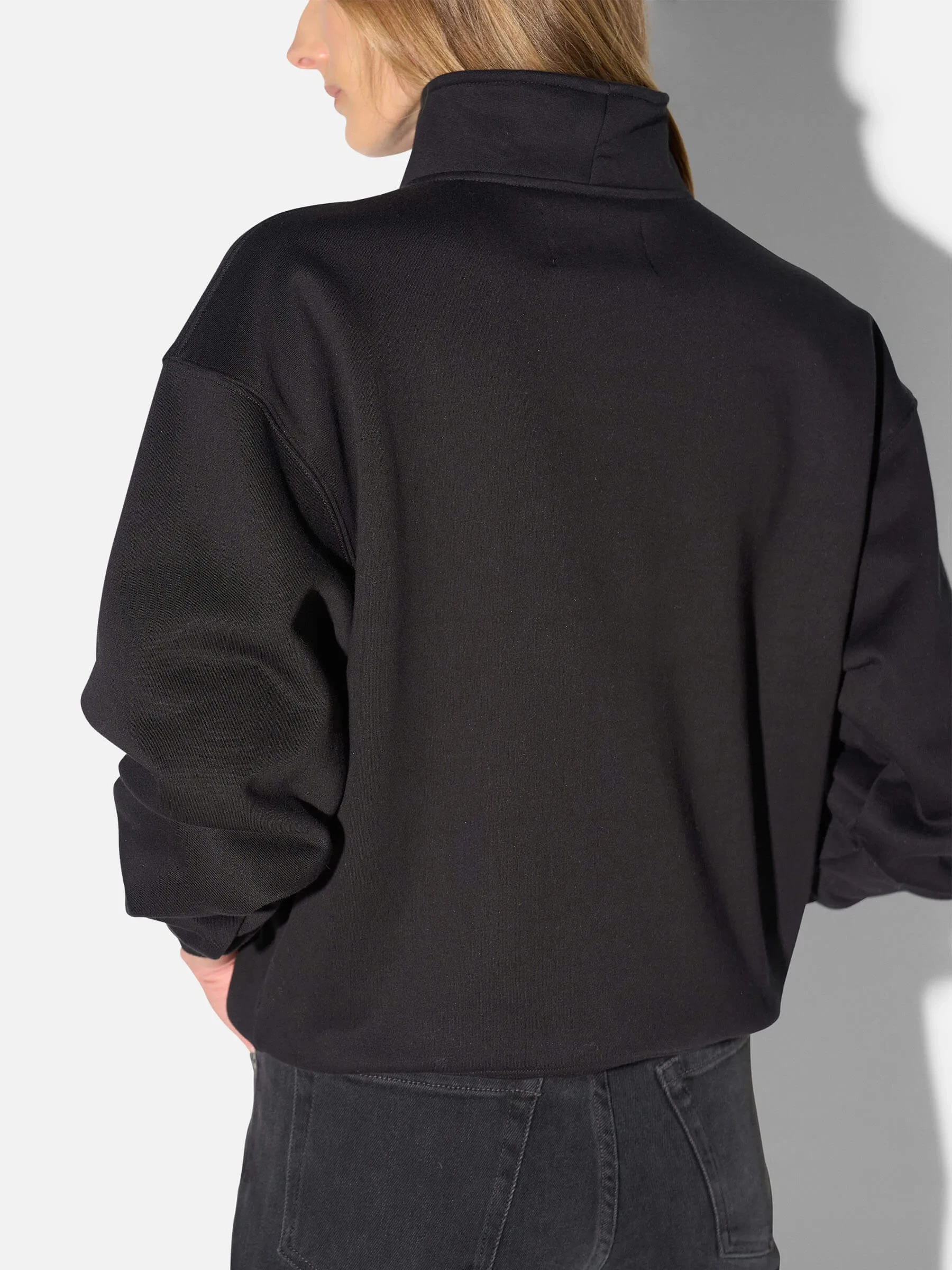 Sweater Dames Rits Katoen Casper Zwart