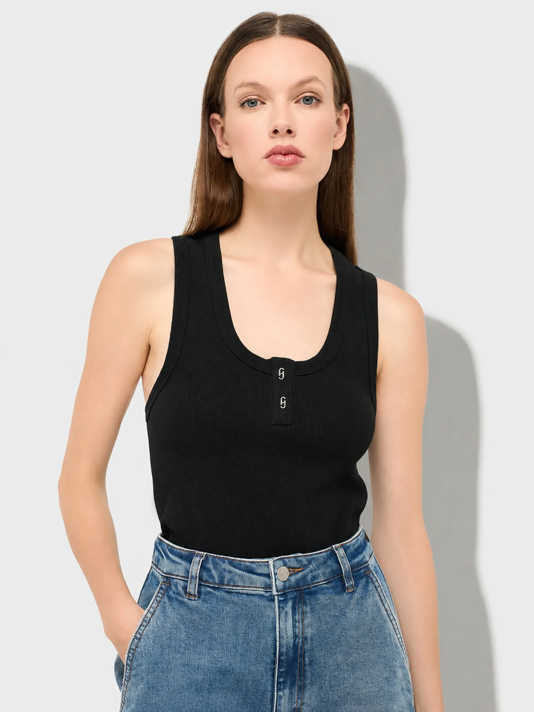 Tanktop Dames Katoen Logo Drukkers Rolf Zwart
