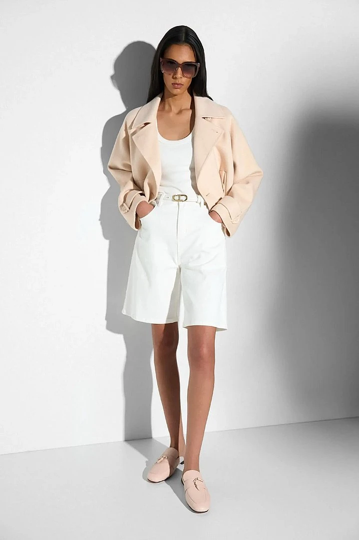 Short Denim Dames Stretch Bo White 183
