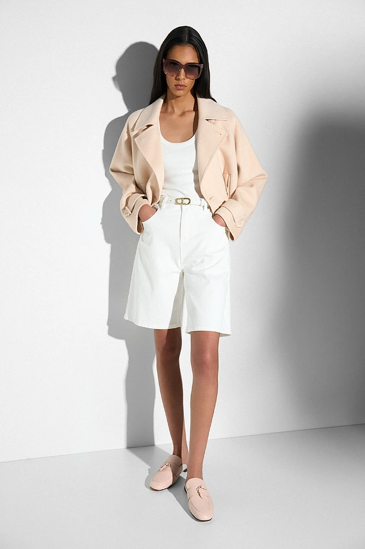 Korte Cashmere Jas Trenchcoat Double Face Peach Floyd