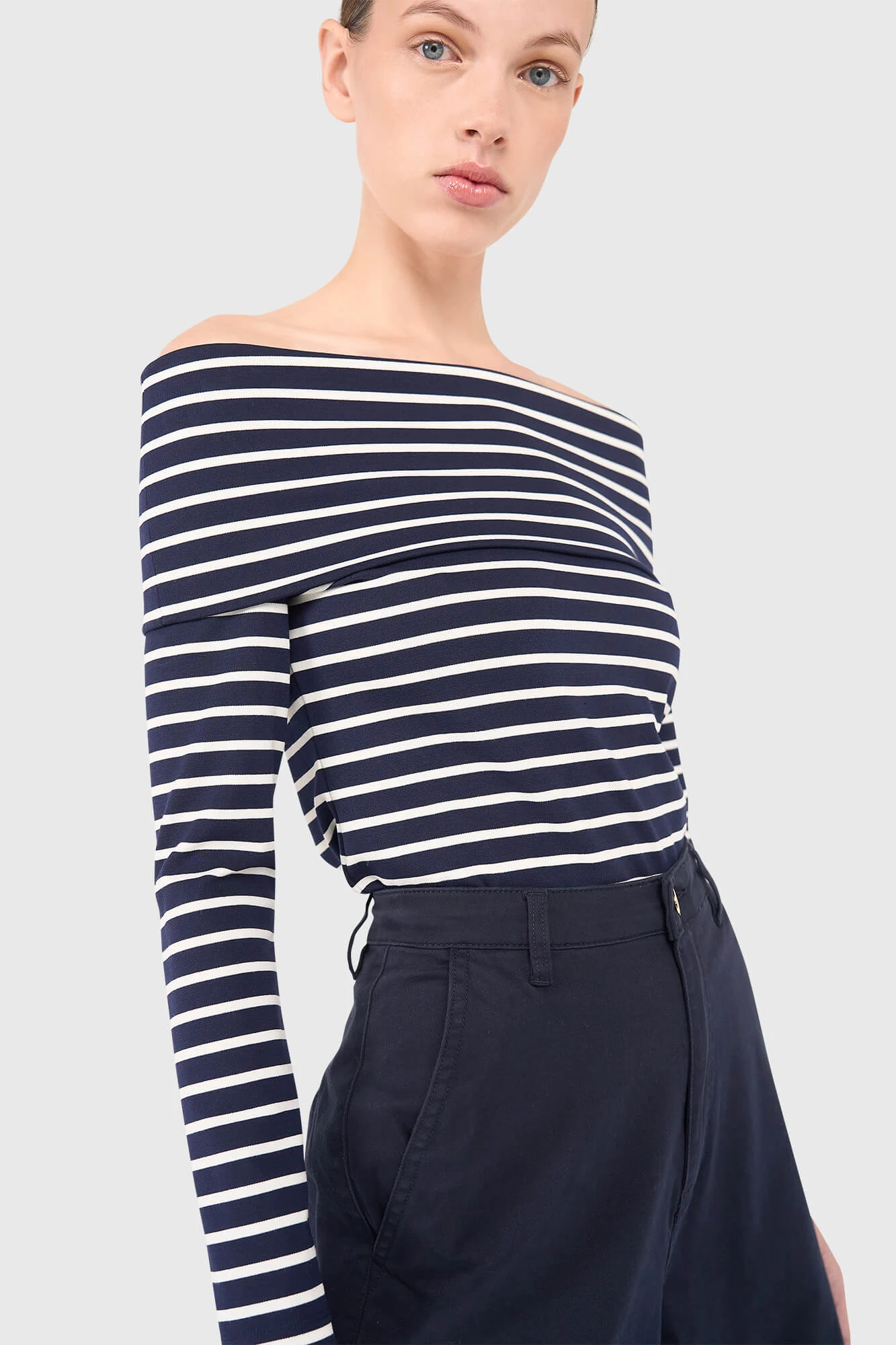 Newton Top Strepen Donker Blauw
