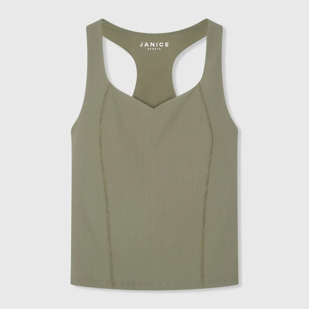 Top Dames Sport Bh Yoga Ryle Groen Rib