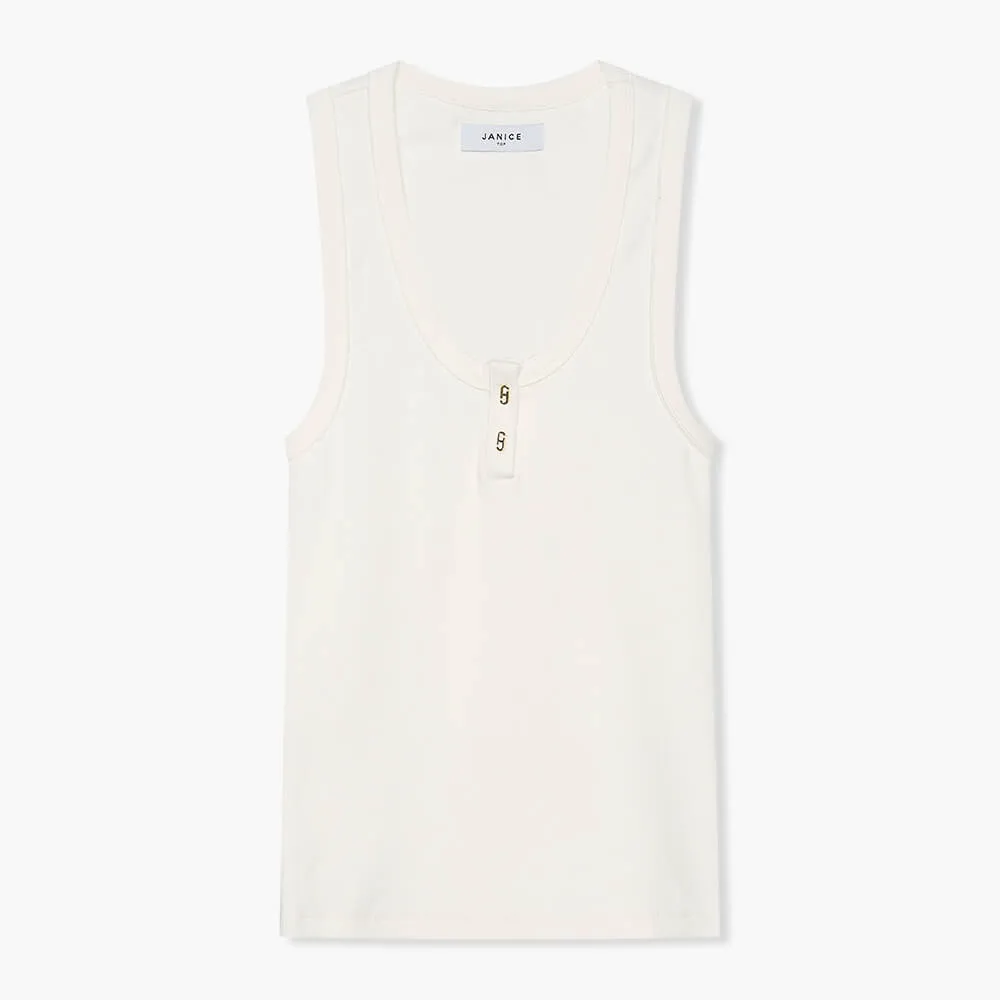 Tanktop Dames Katoen Logo Drukkers Rolf Wit