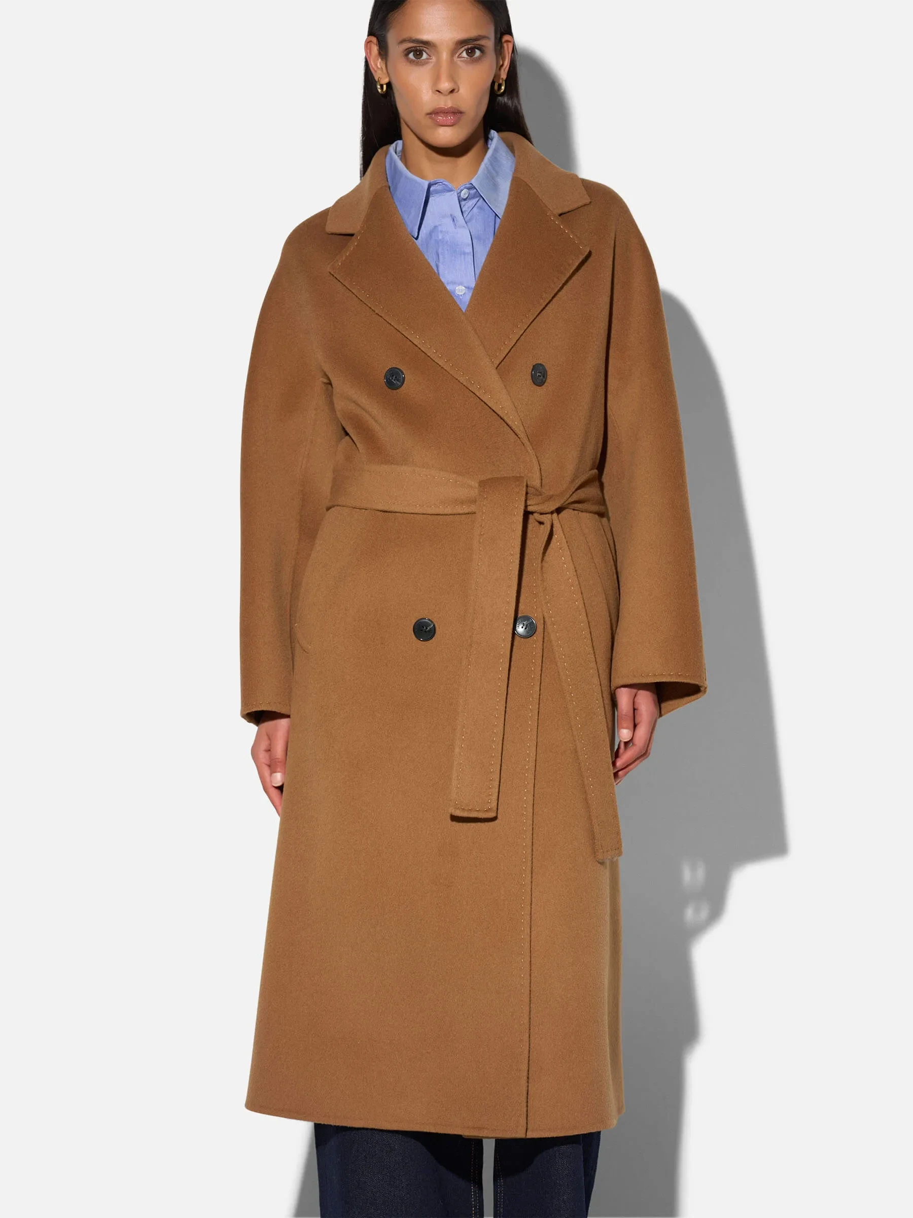 Trench Jas Lang Dames Cashmere Detroit Cognac