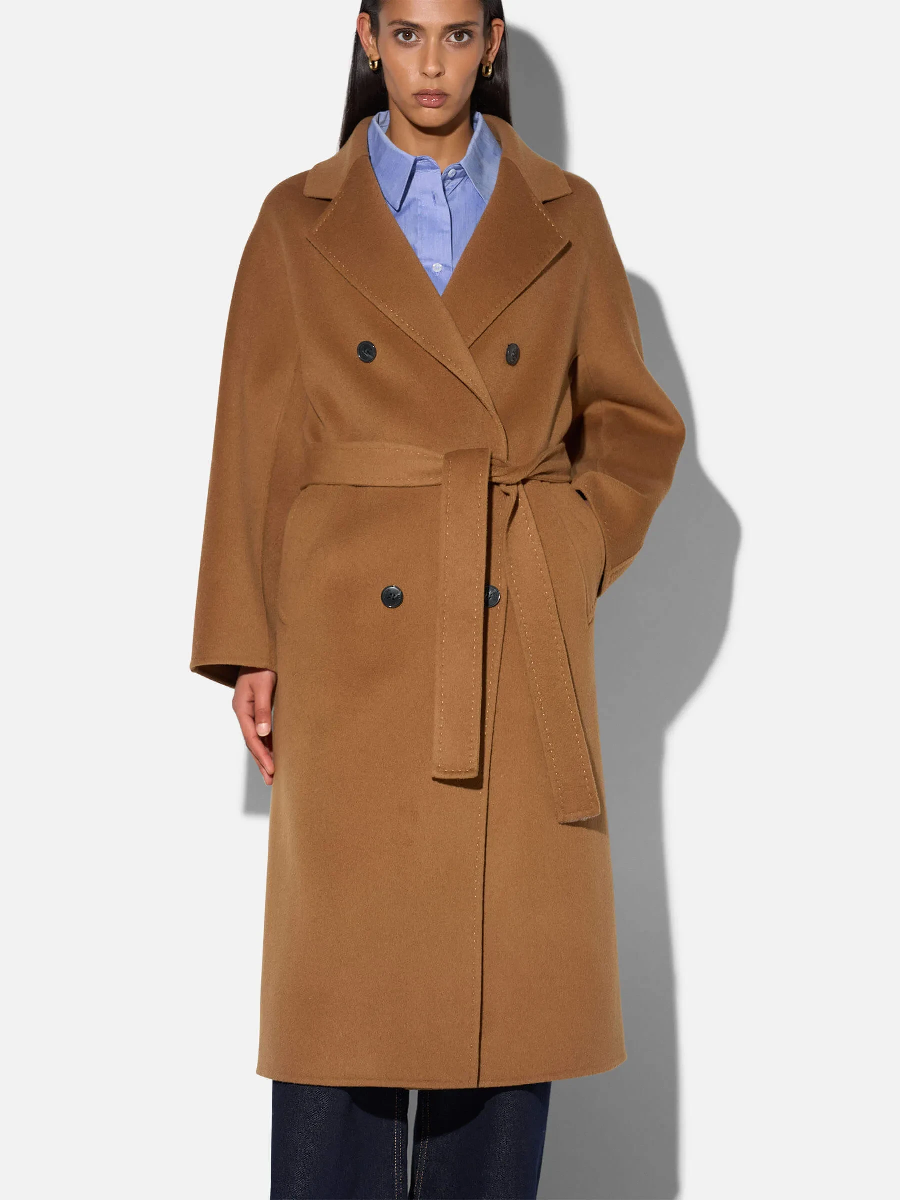 Trench Jas Lang Dames Cashmere Detroit Cognac