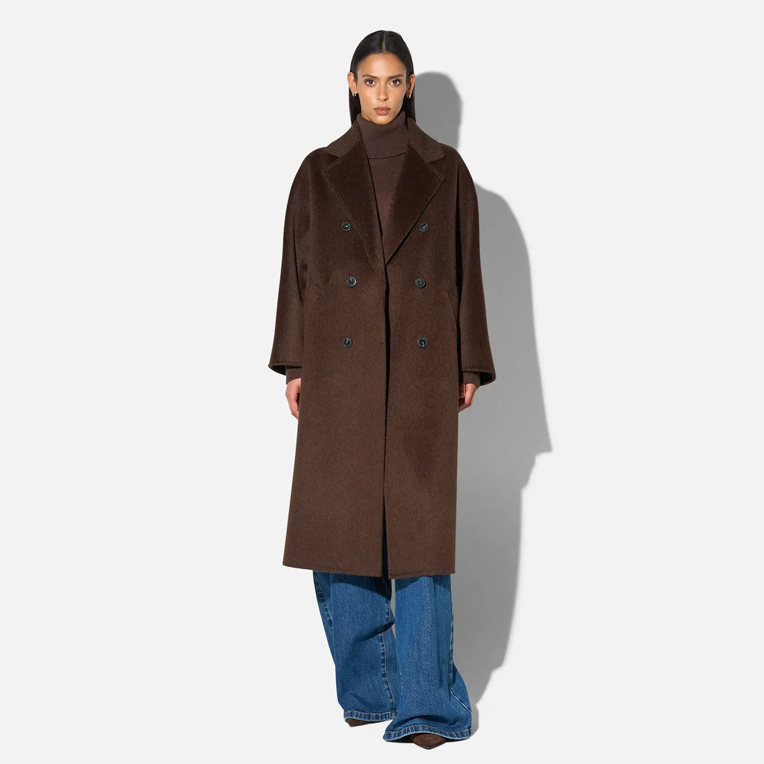 Trench Jas Lang Dames Yak Wol Detroit Bruin