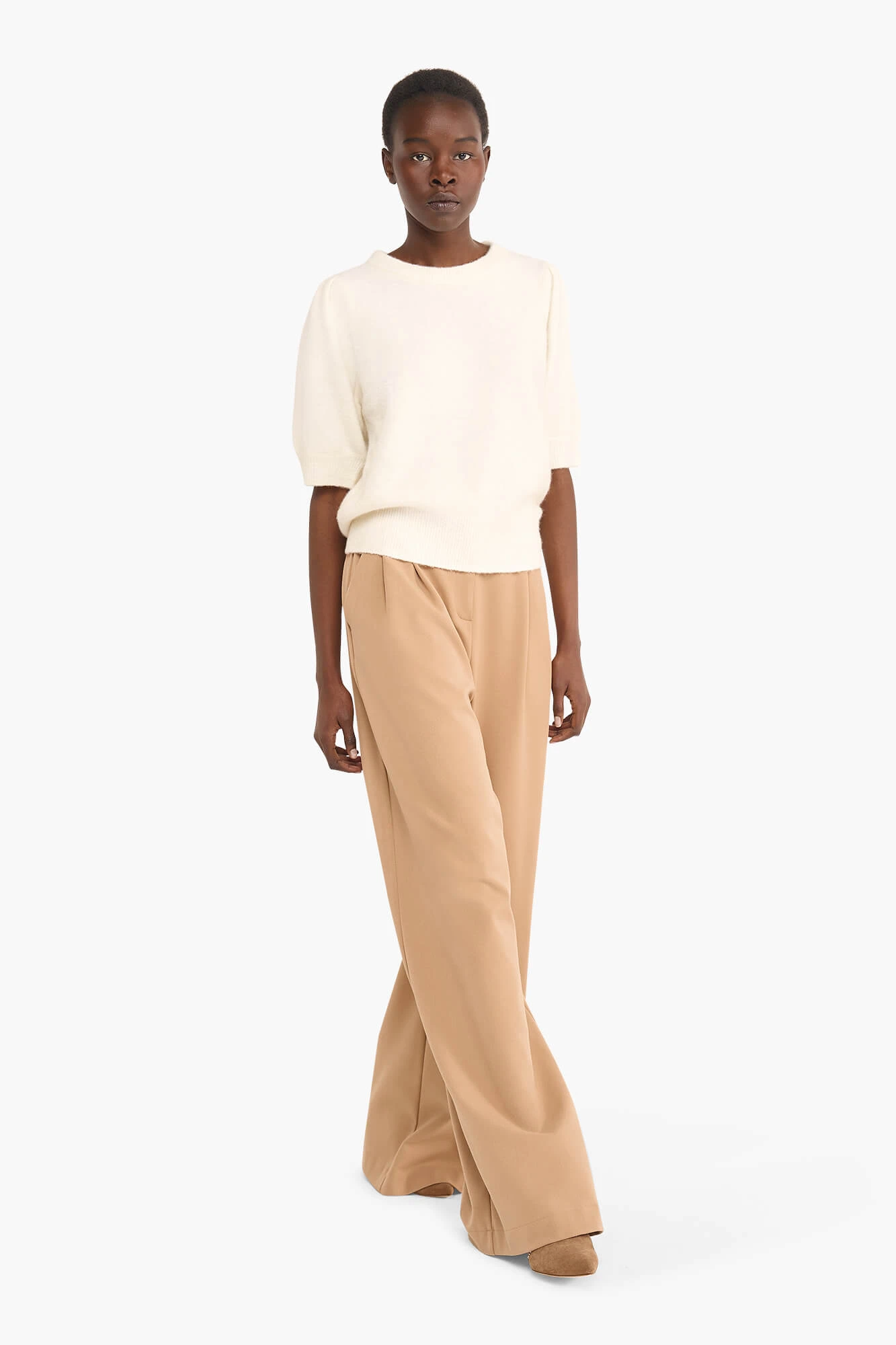 Merino Wollen Truitje Pof Mouw Peyton Off White