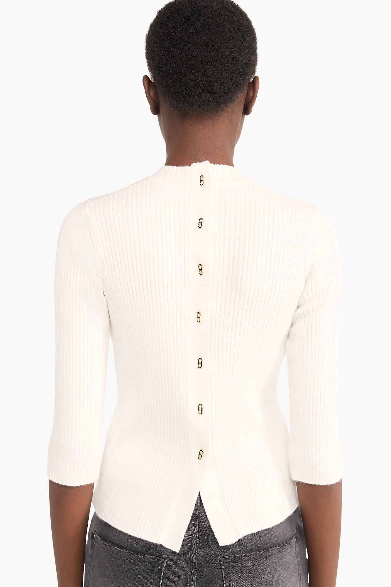 Top Gebreid Viscose Logo Drukker Rug Alec Off White