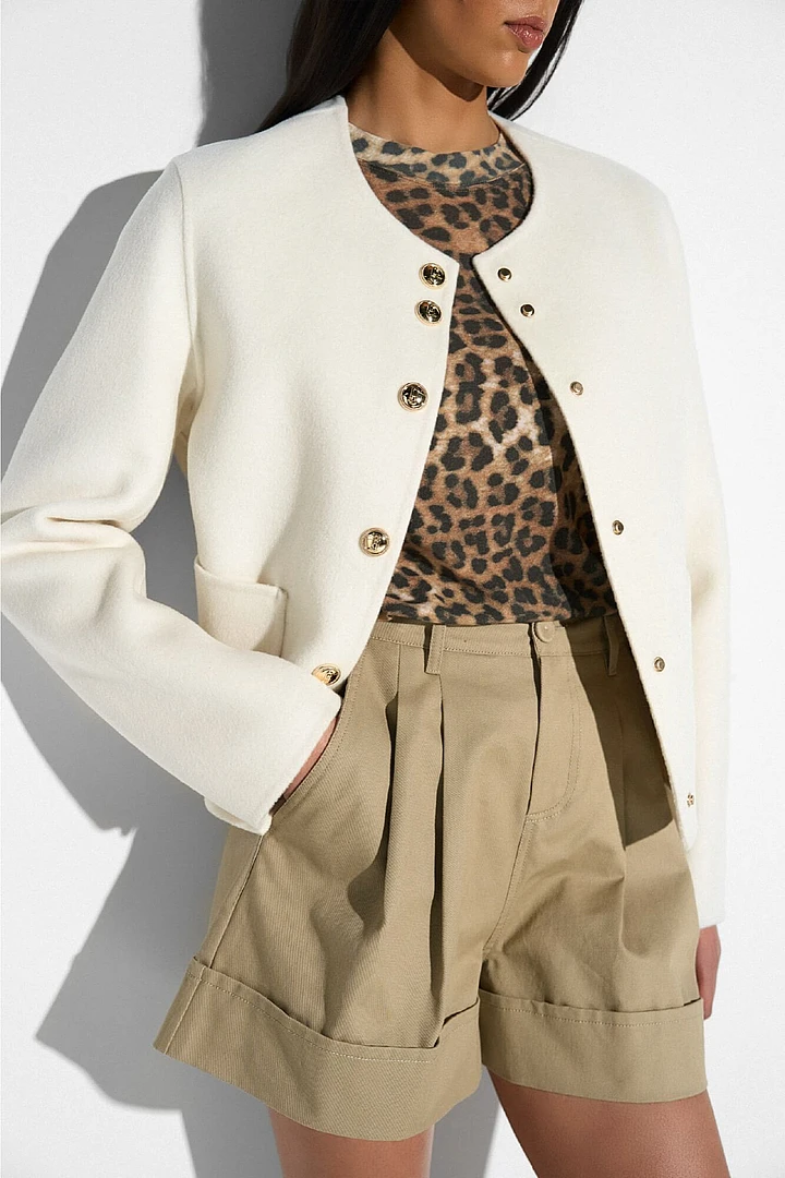 Cashmere Jas Dames Kort Vince Double Face Off White
