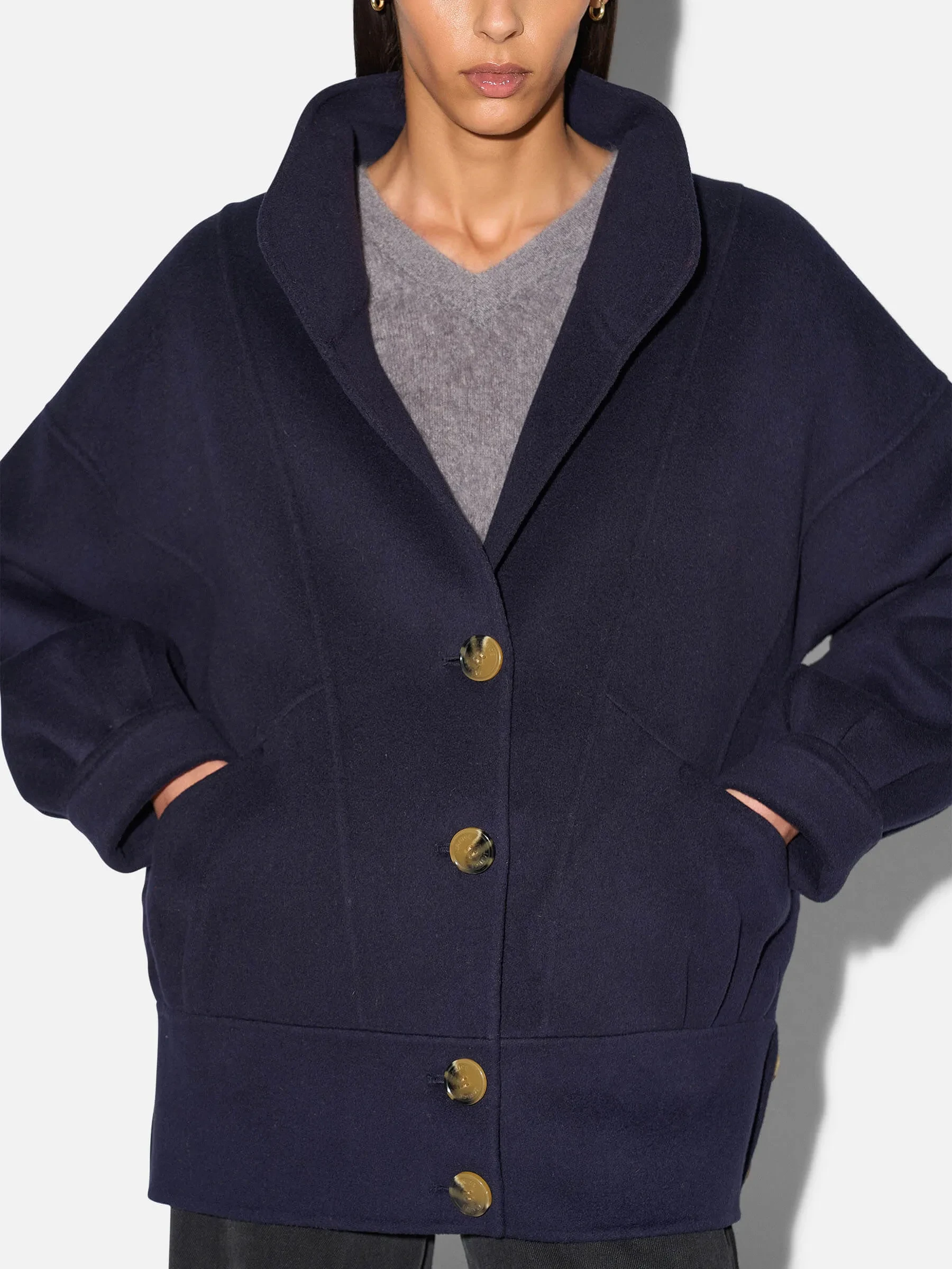 Vintage Cashmere Dames Jas Seth Donker Blauw
