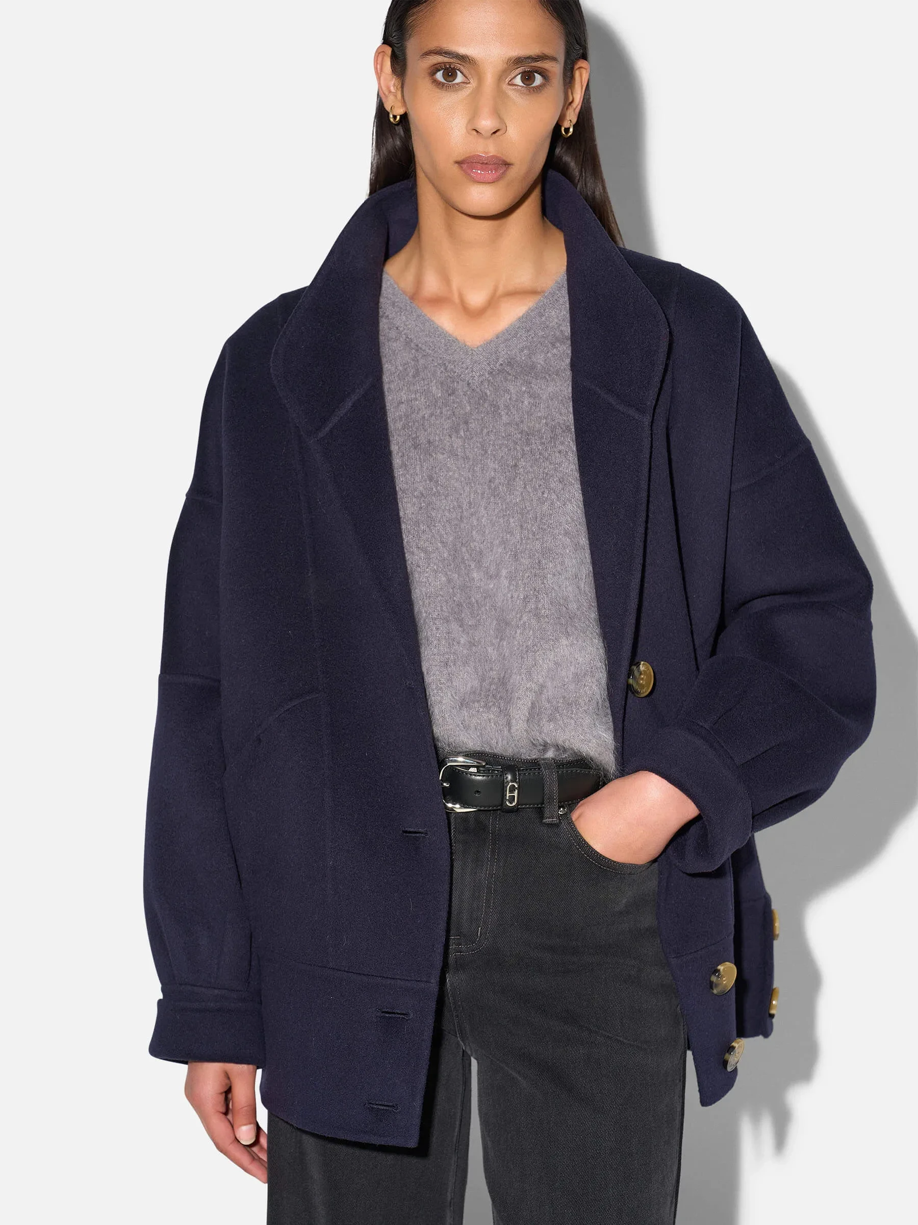 Vintage Cashmere Dames Jas Seth Donker Blauw
