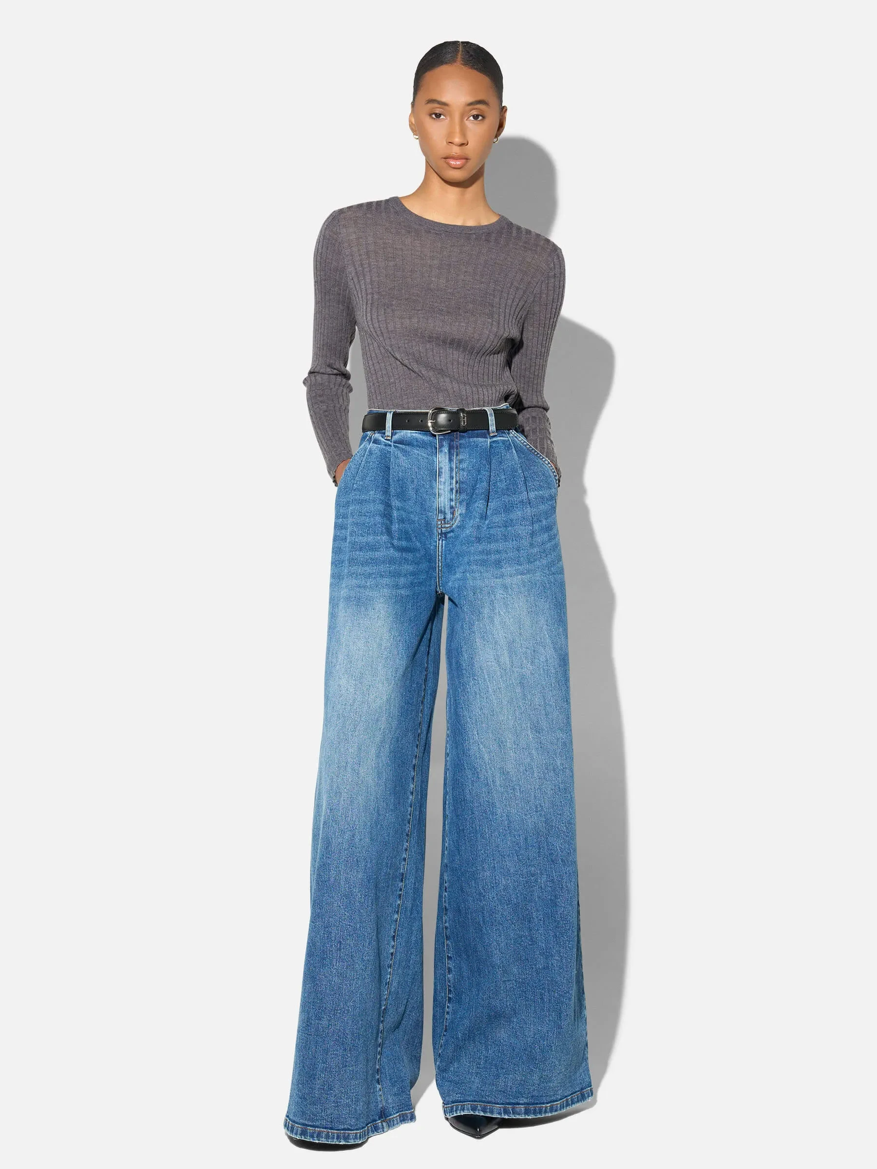 wide leg jeans stretch high rise blauw dollar 258