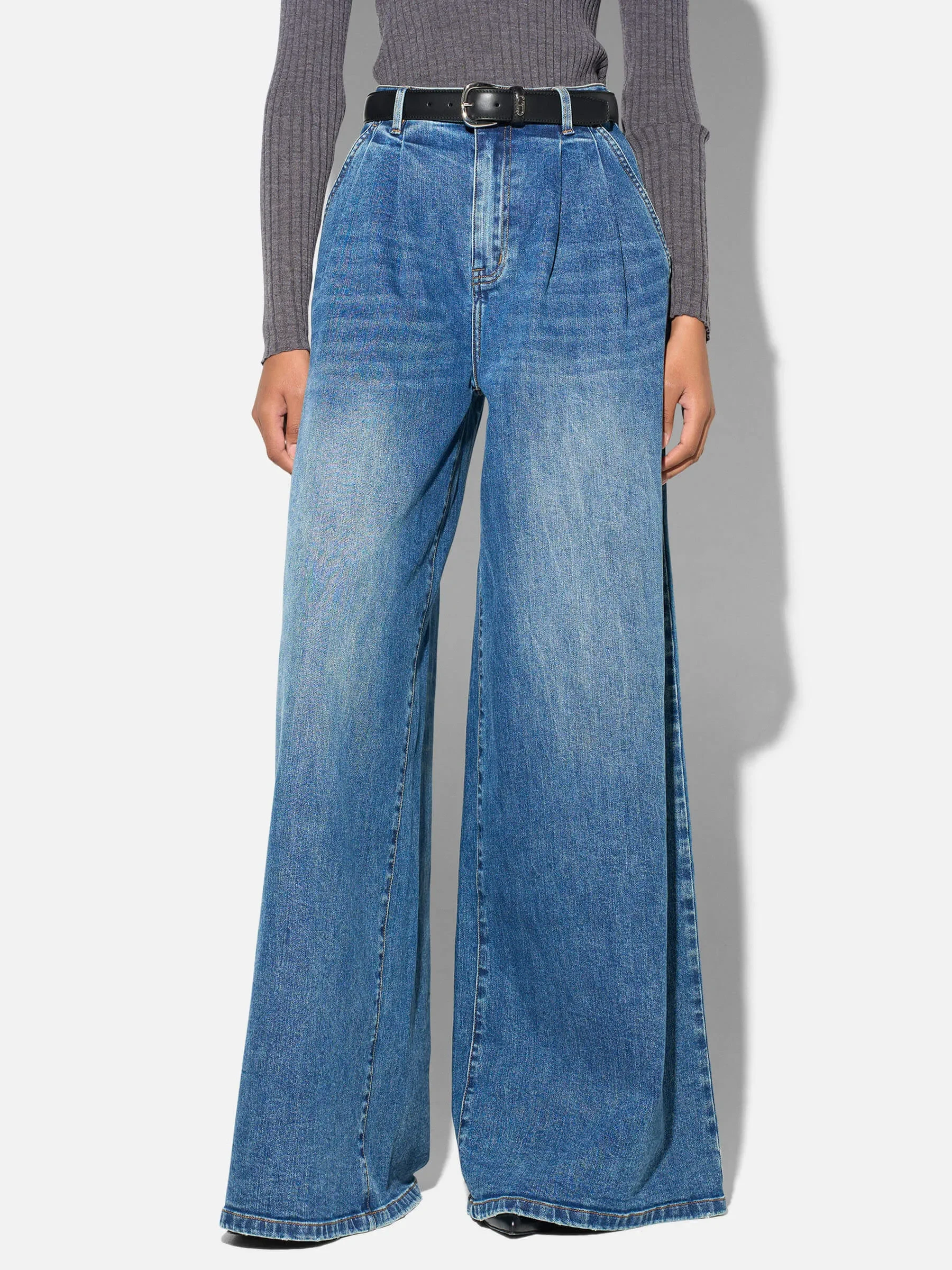 wide leg jeans stretch high rise blauw dollar 258