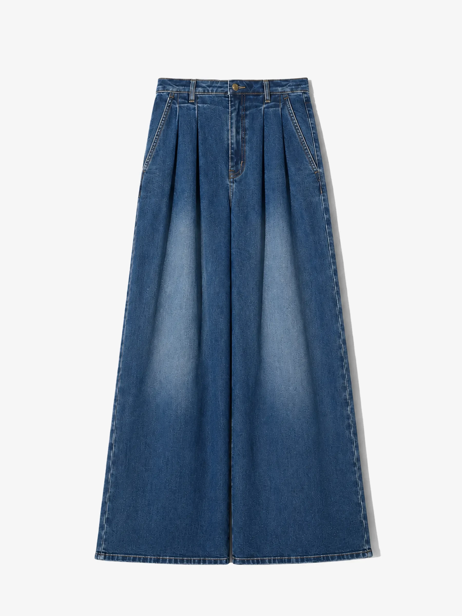 Wide Leg Jeans Stretch High Rise Blauw Dollar 469