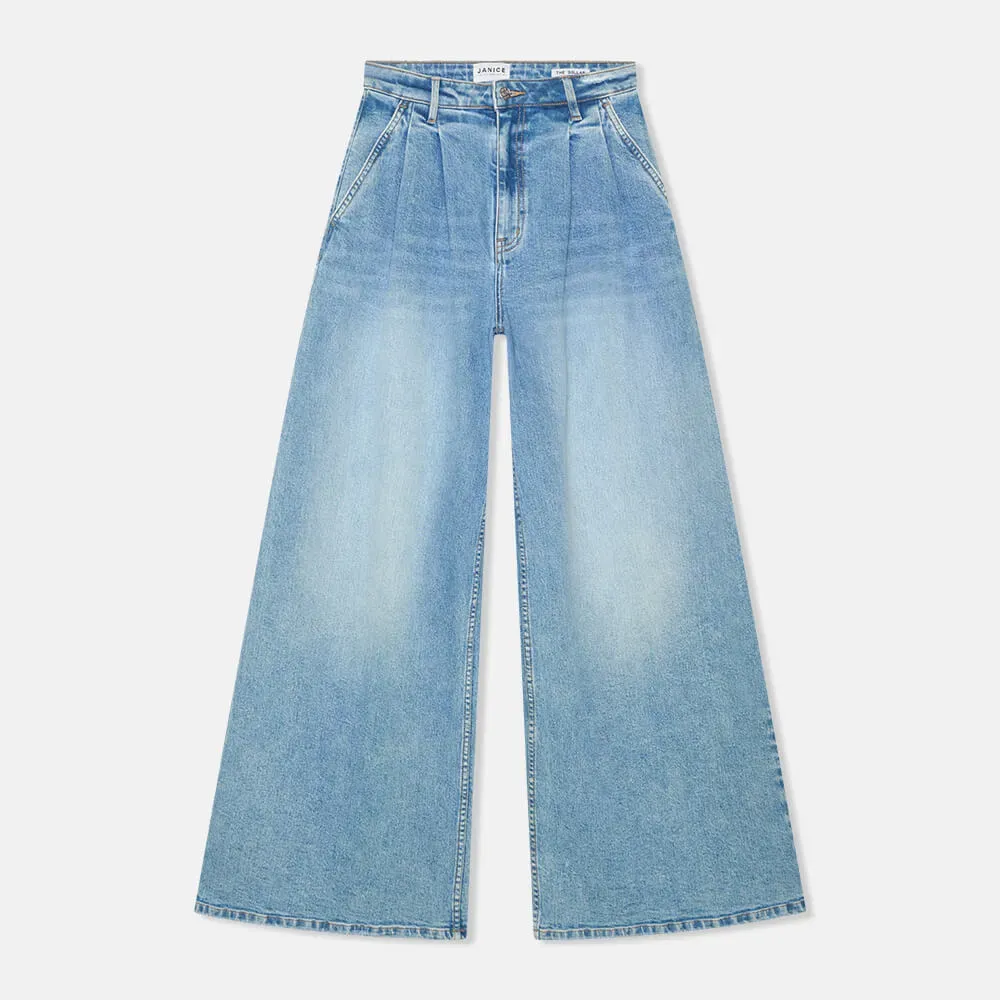 Wide Leg Jeans Stretch High Rise Dollar Blauw 786