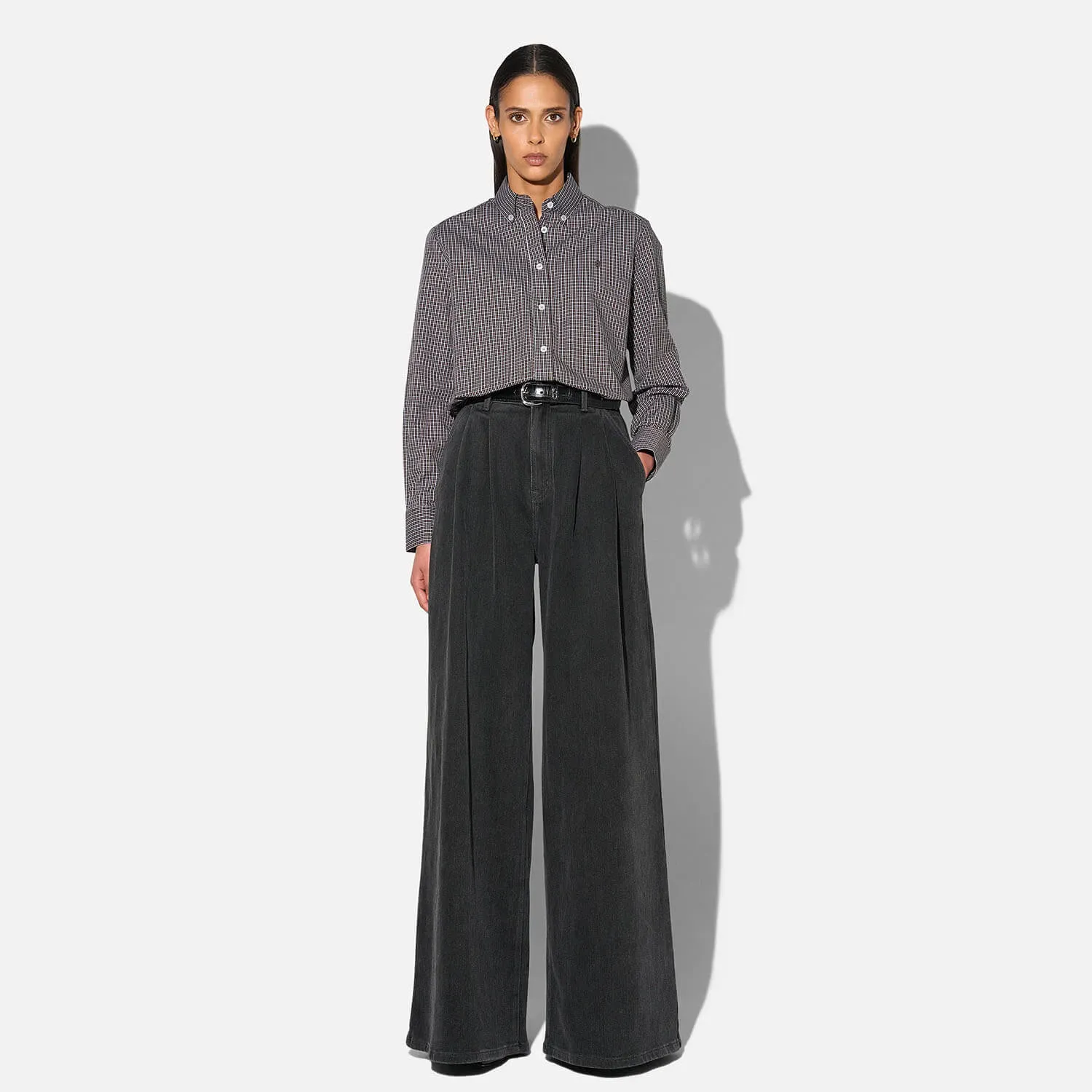 Wide Leg Jeans Stretch High Rise Dollar Zwart 813
