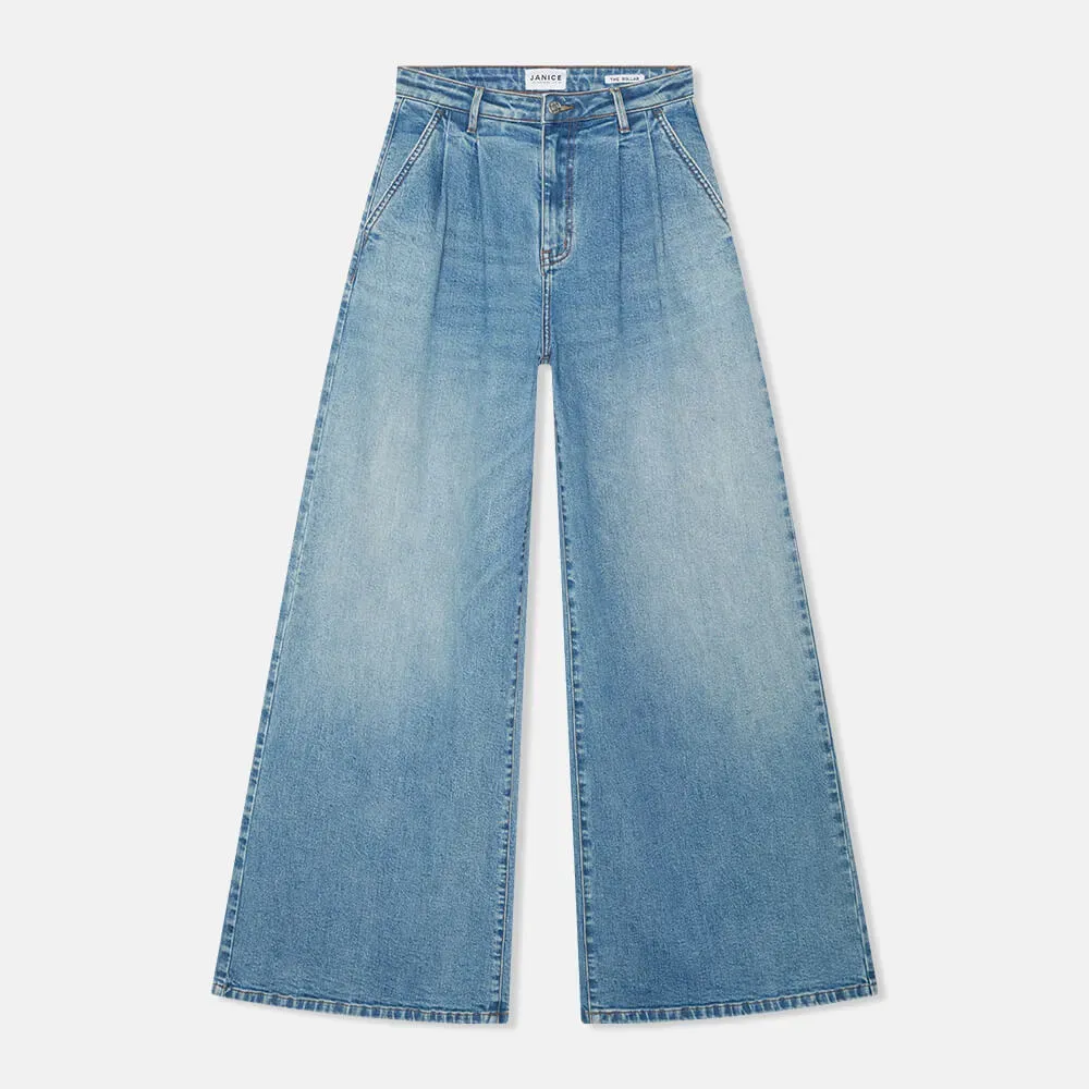 Wide Leg Jeans Stretch High Rise Stretch Dollar Blauw 379