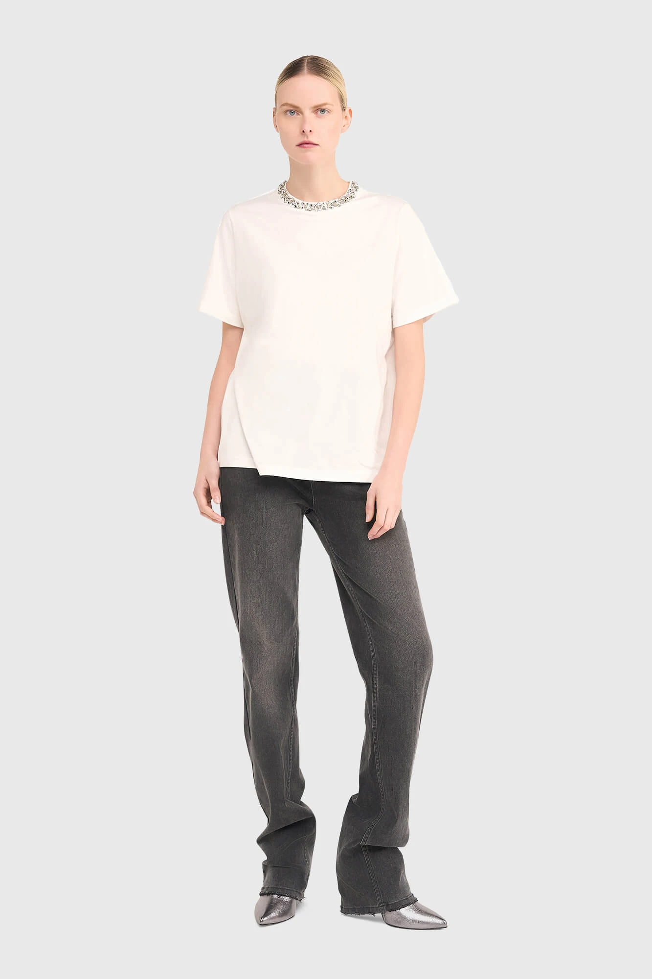 Shirt Dames Steentjes Rock Wit